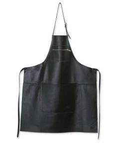 Dutchdeluxes Leather Zipper Apron In Classic Black