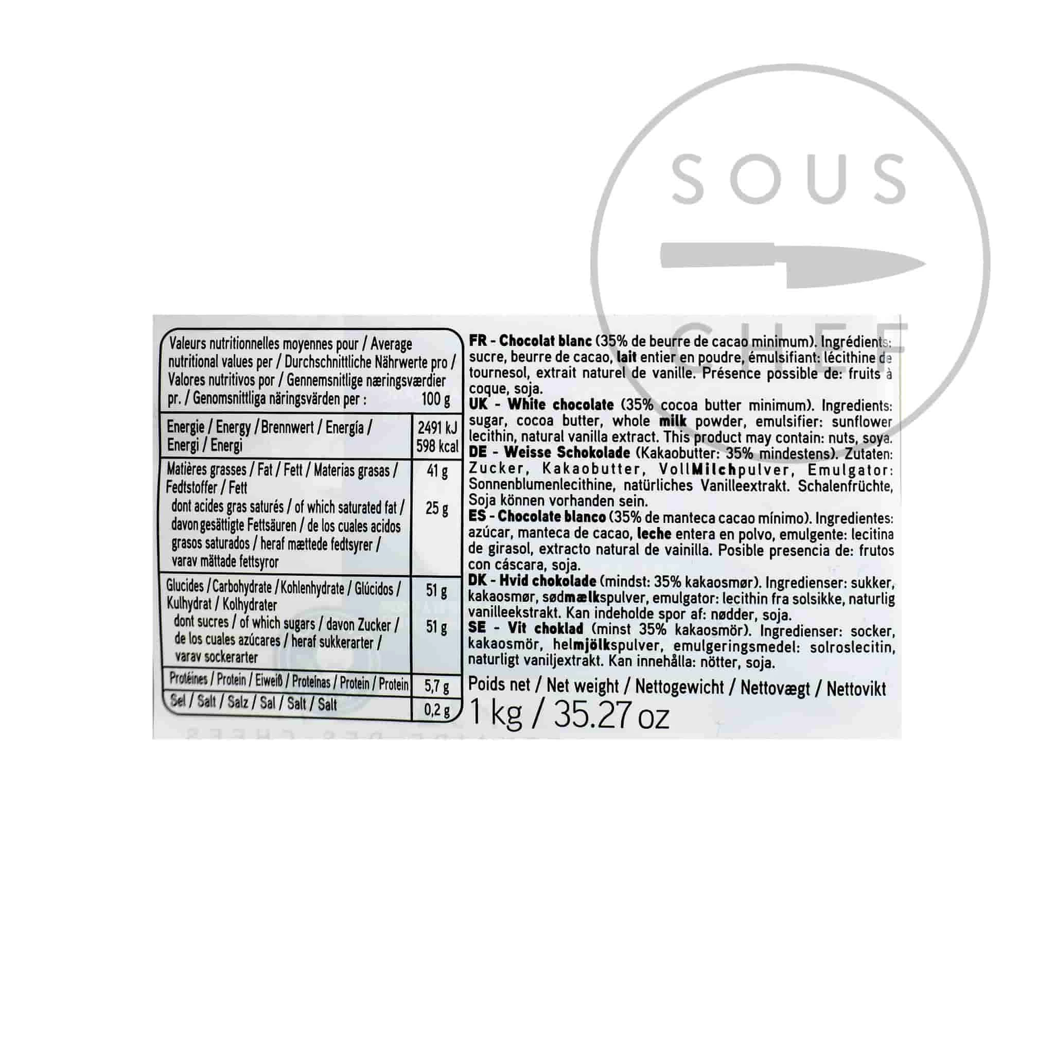 Cooking Chocolate Valrhona Ivoire White Chocolate Chips 5 Cooking Chocolate Valrhona Ivoire White Chocolate Chips