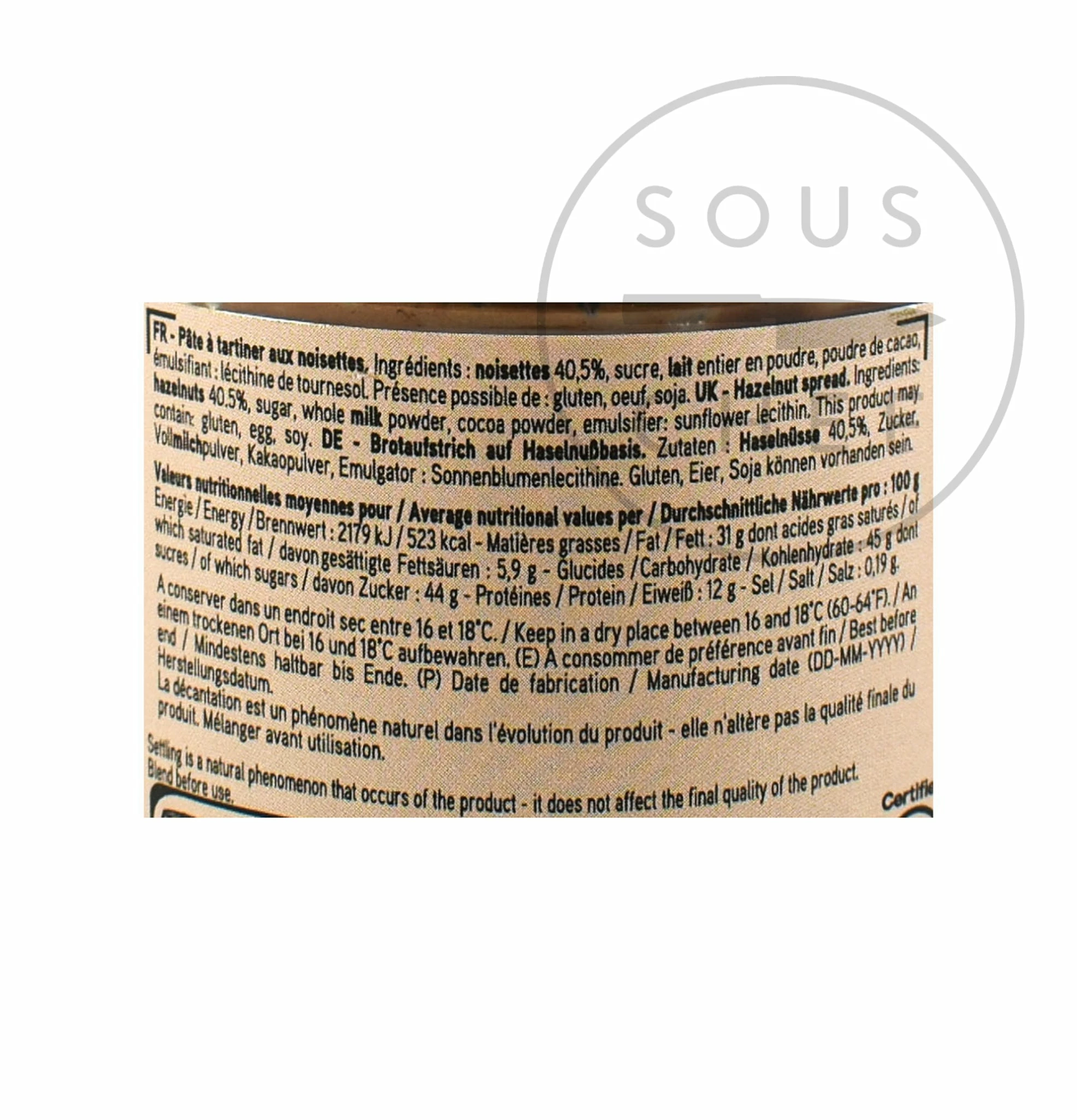 Valrhona Chocolate Hazelnut 40% Spread 280g Ingredients 4 Valrhona Chocolate Hazelnut 40% Spread 280g Ingredients