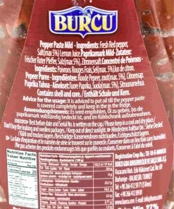Burcu Ingredients Turkish Mild Pepper Paste - Biber Salcasi 600g