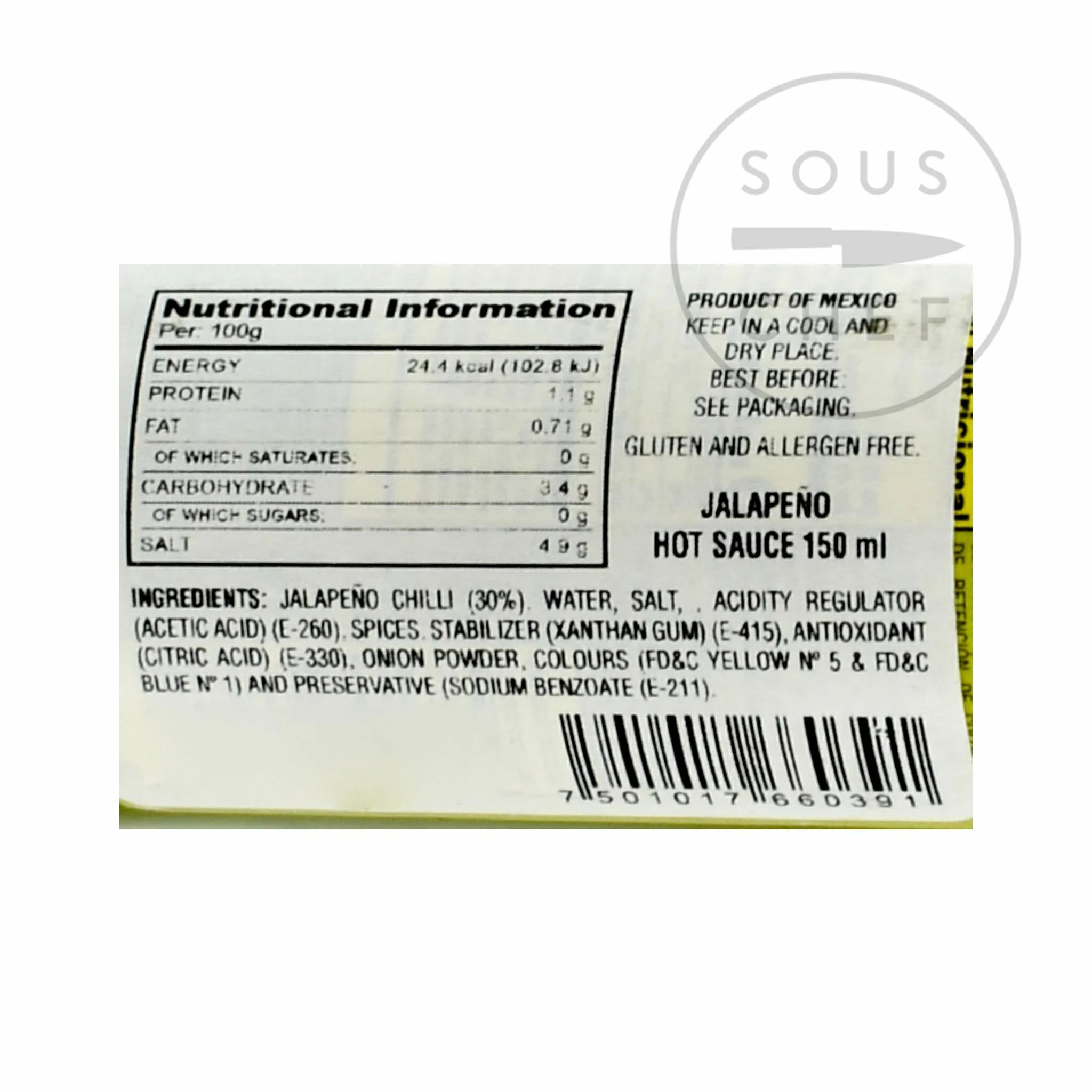 Ingredients El Yucateco Jalapeño Sauce 150ml 4 Ingredients El Yucateco Jalapeño Sauce 150ml