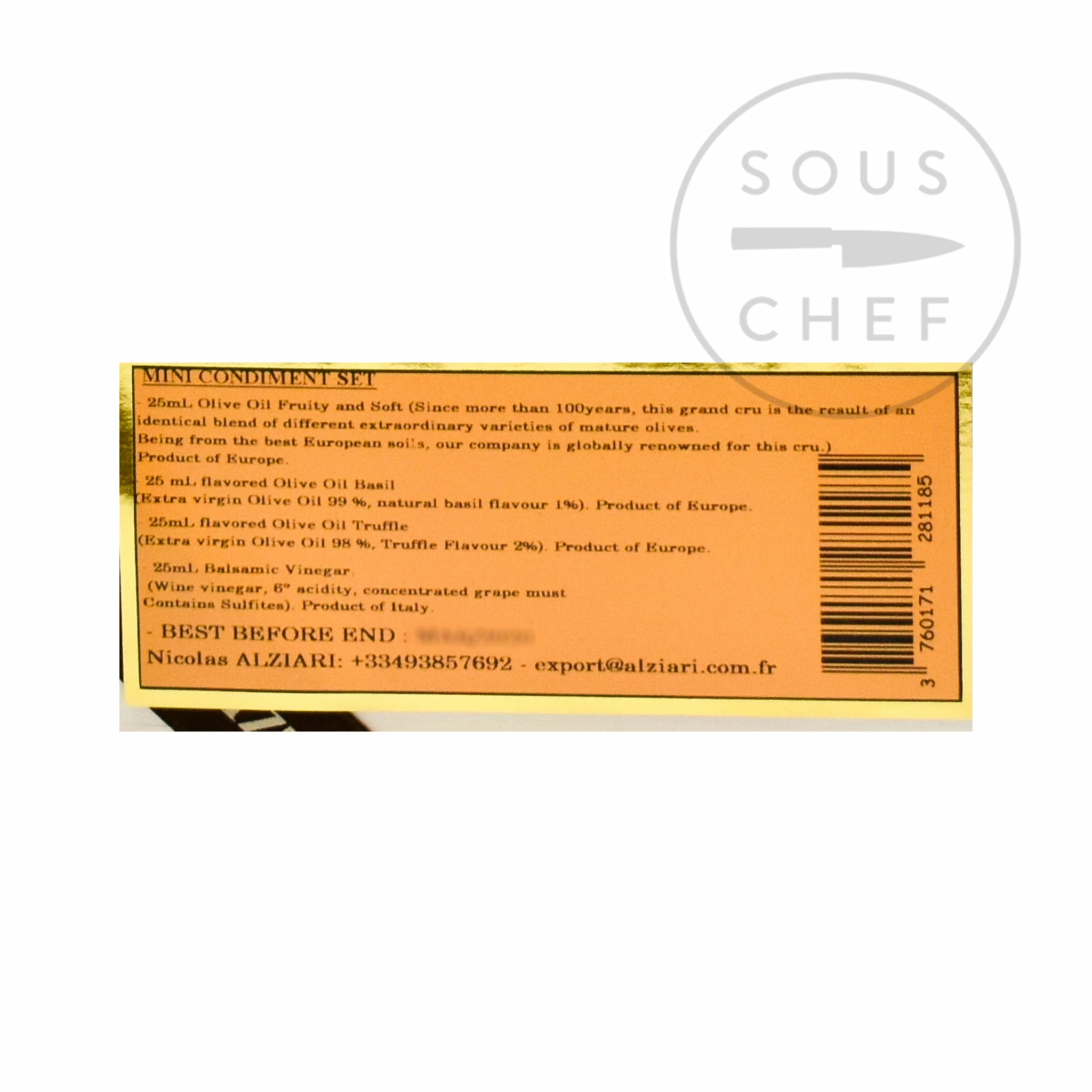 Nicolas Alziari Ingredients Alziari Mini Olive Oil & Vinegar Sampler 4 X 25ml 5 Nicolas Alziari Ingredients Alziari Mini Olive Oil & Vinegar Sampler 4 X 25ml