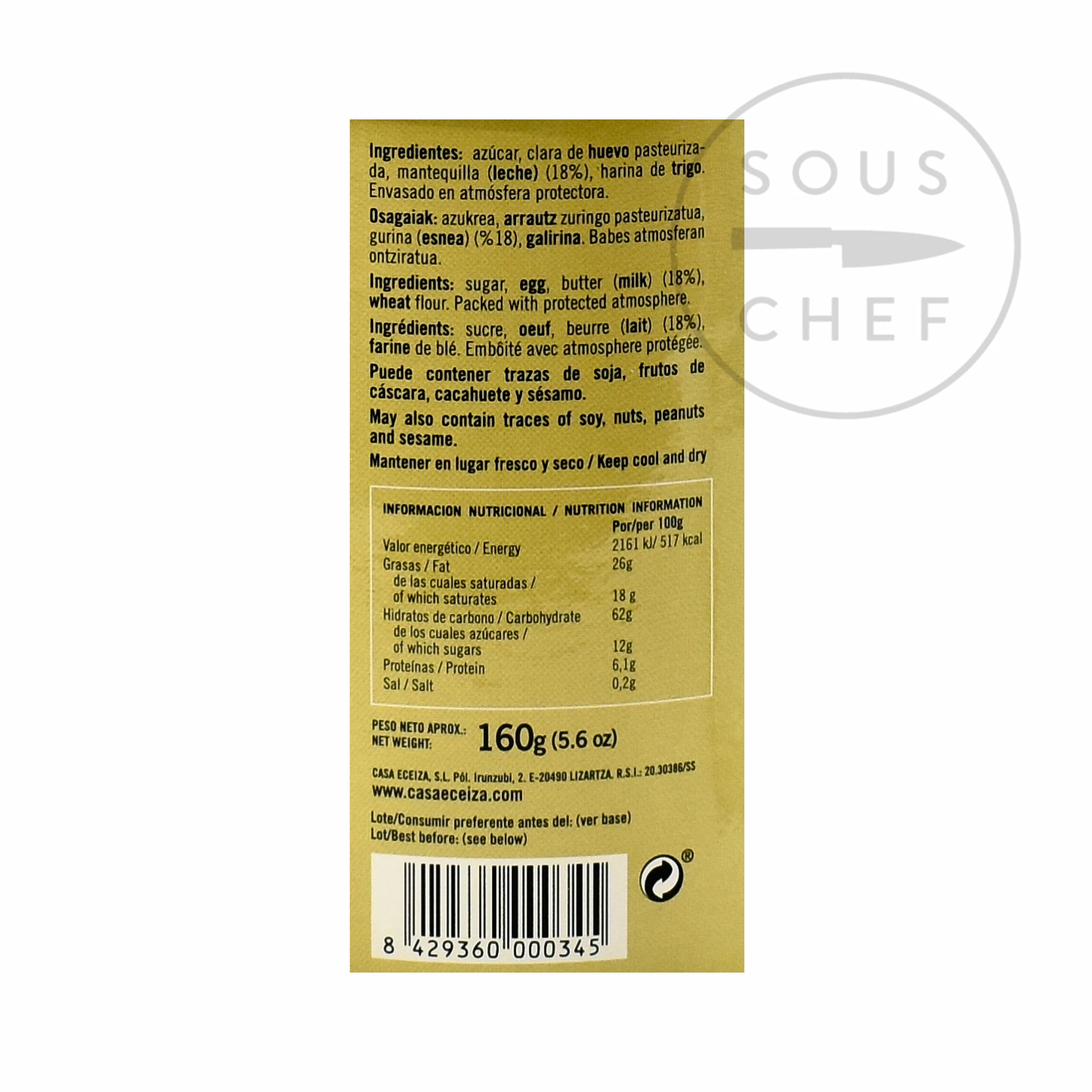 Casa Eceiza Chocolate Bars & Confectionery Cigarrillos 160g 4 Casa Eceiza Chocolate Bars & Confectionery Cigarrillos 160g