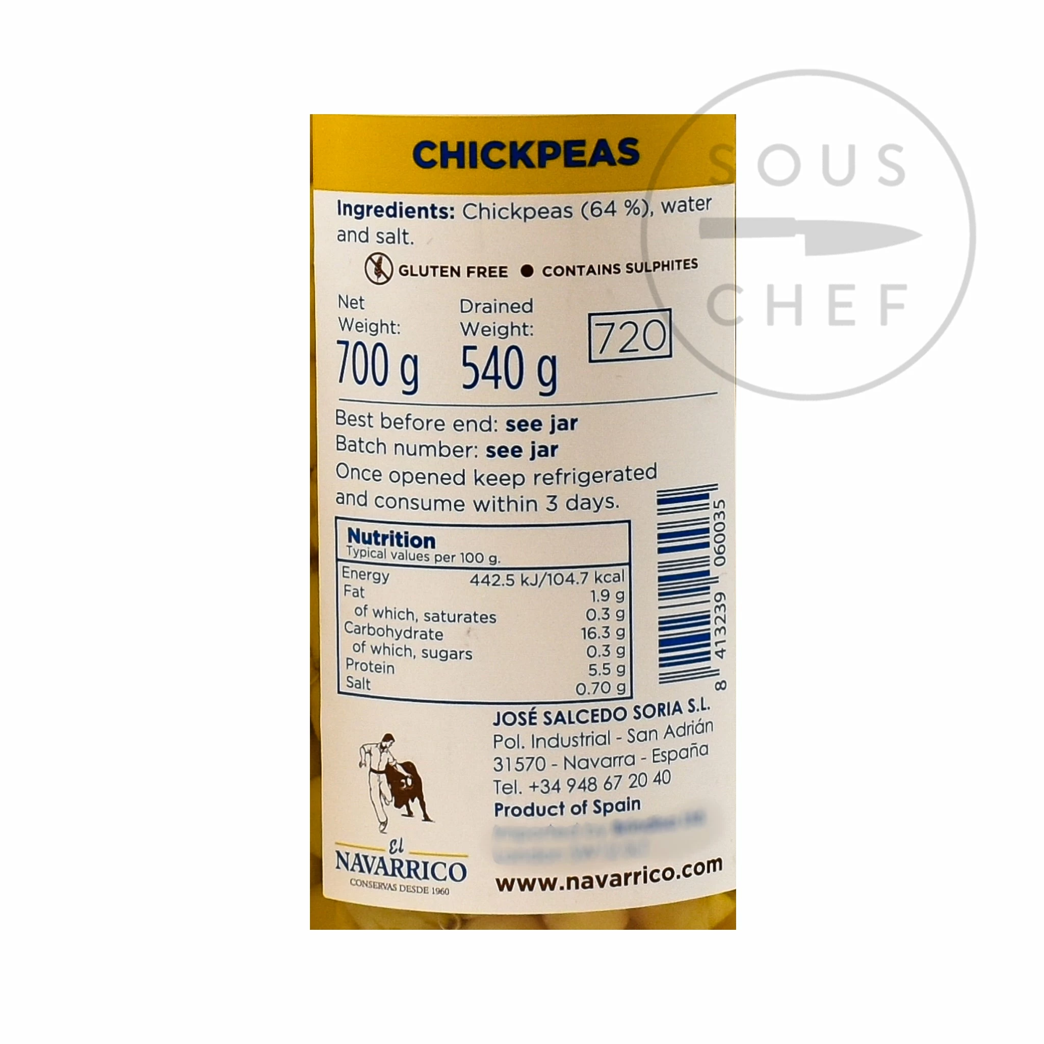 Brindisa Navarrico Garbanzos Chickpeas 700g Ingredients 4 Brindisa Navarrico Garbanzos Chickpeas 700g Ingredients