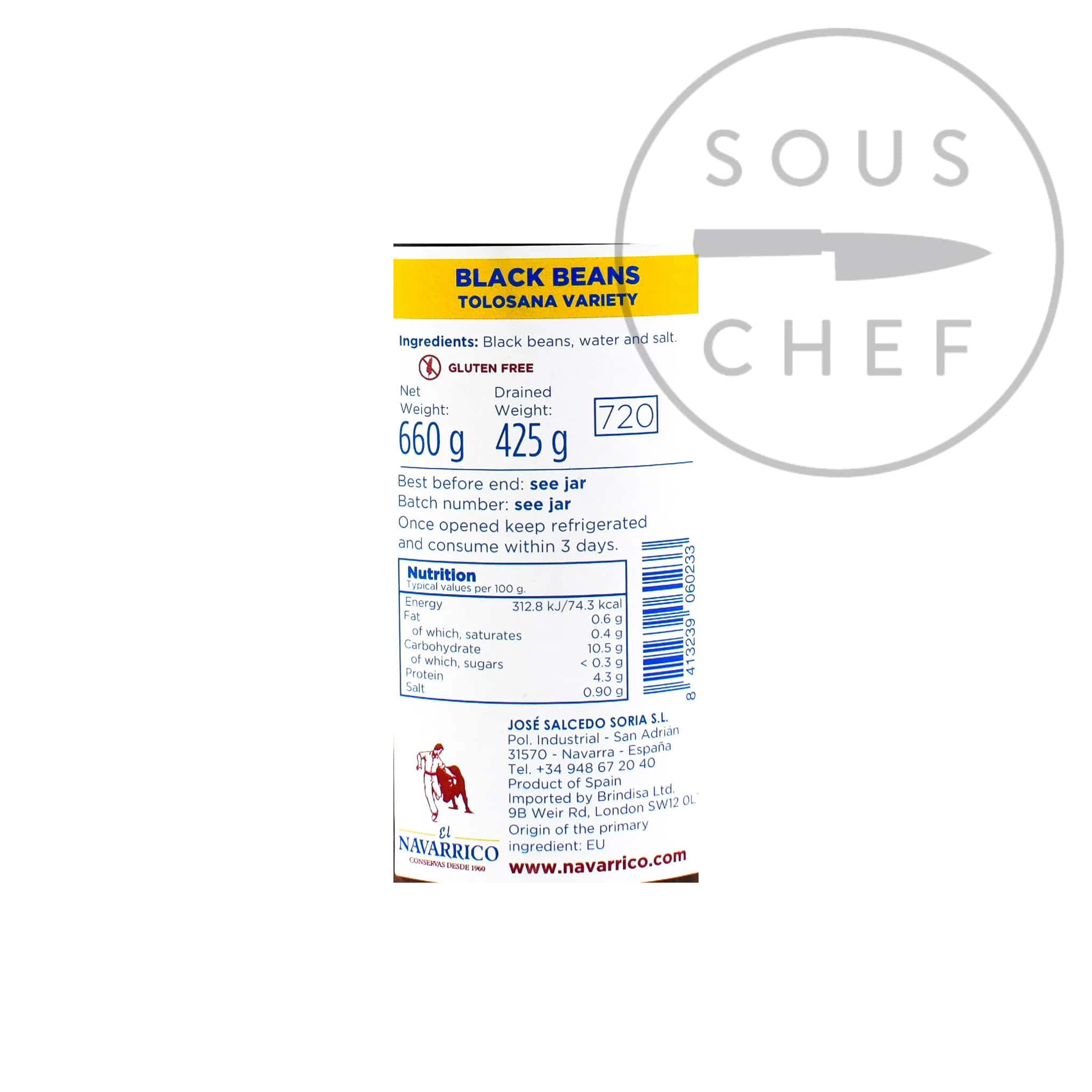 Ingredients Navarrico Tolosana Black Beans 660g 4 Ingredients Navarrico Tolosana Black Beans 660g