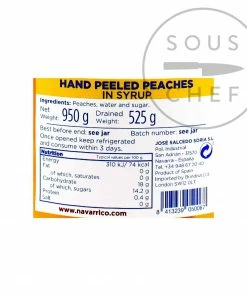 Ingredients Navarrico Hand-Peeled Peach Halves In Syrup 950g