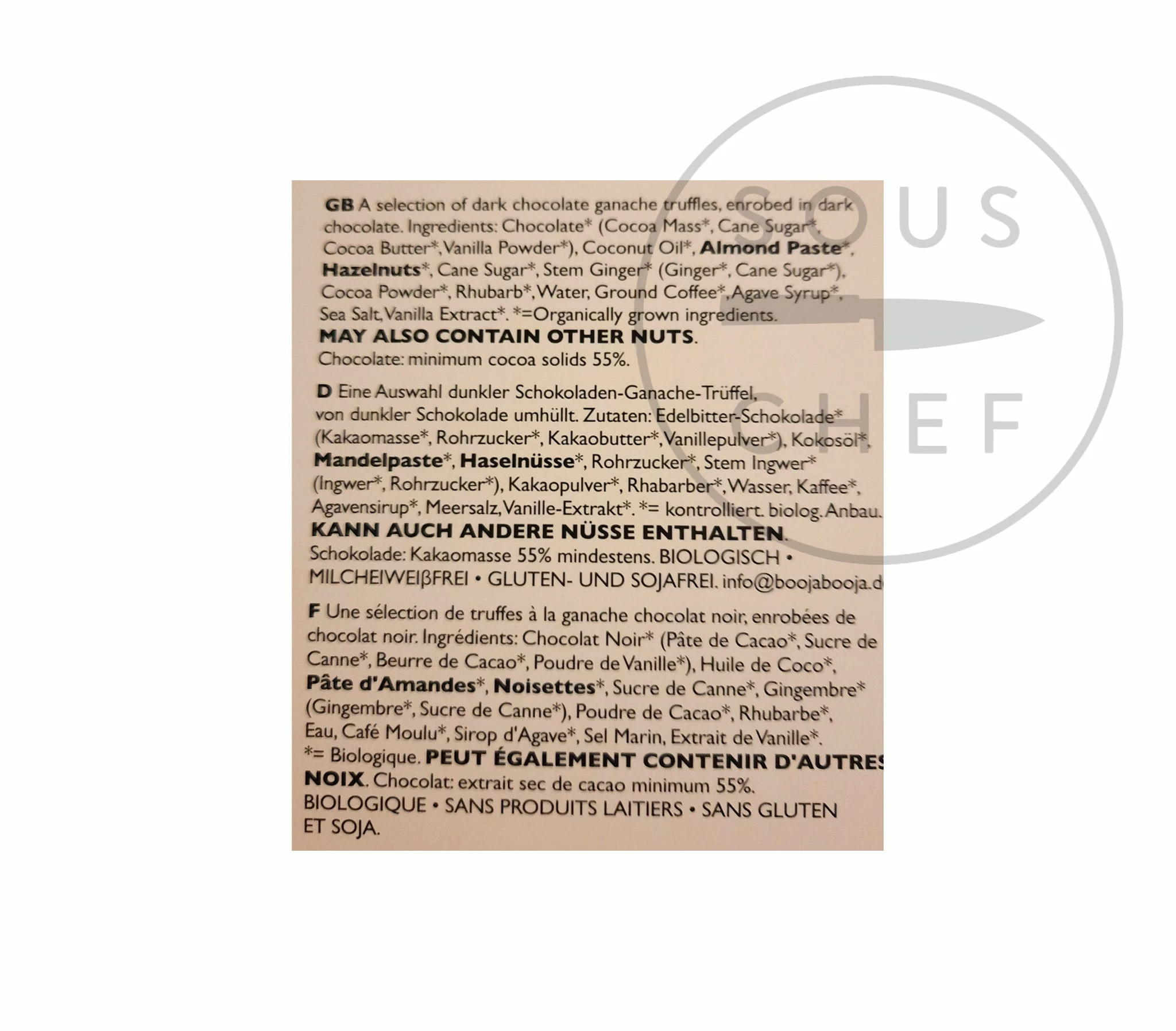 Booja Booja Award-Winning Truffle Selection 184g Ingredients 4 Booja Booja Award-Winning Truffle Selection 184g Ingredients