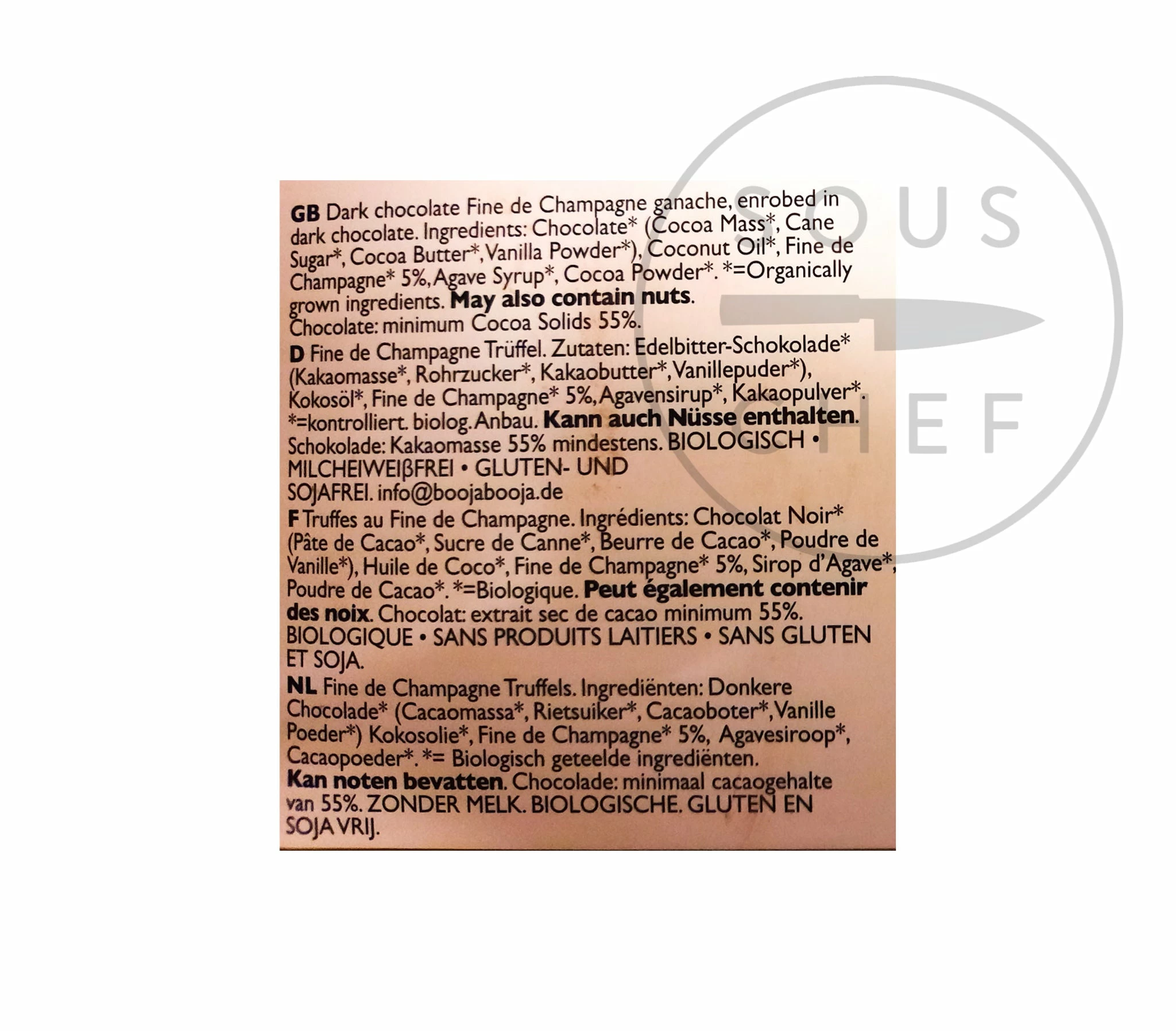 Booja Booja Fine De Champagne Truffles 92g Ingredients 5 Booja Booja Fine De Champagne Truffles 92g Ingredients