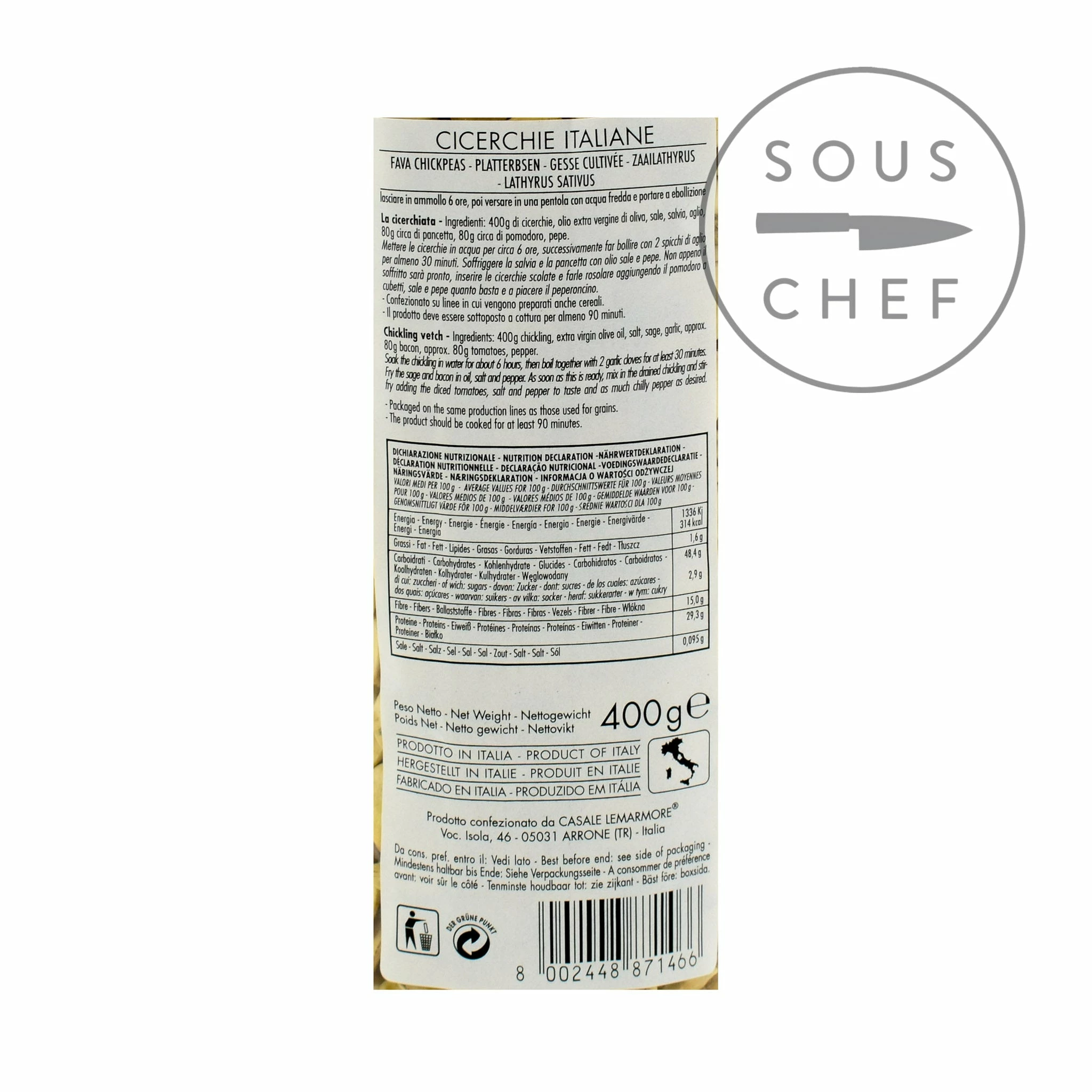 Casale Le Marmore Italian Cicerchie 400g Ingredients 4 Casale Le Marmore Italian Cicerchie 400g Ingredients