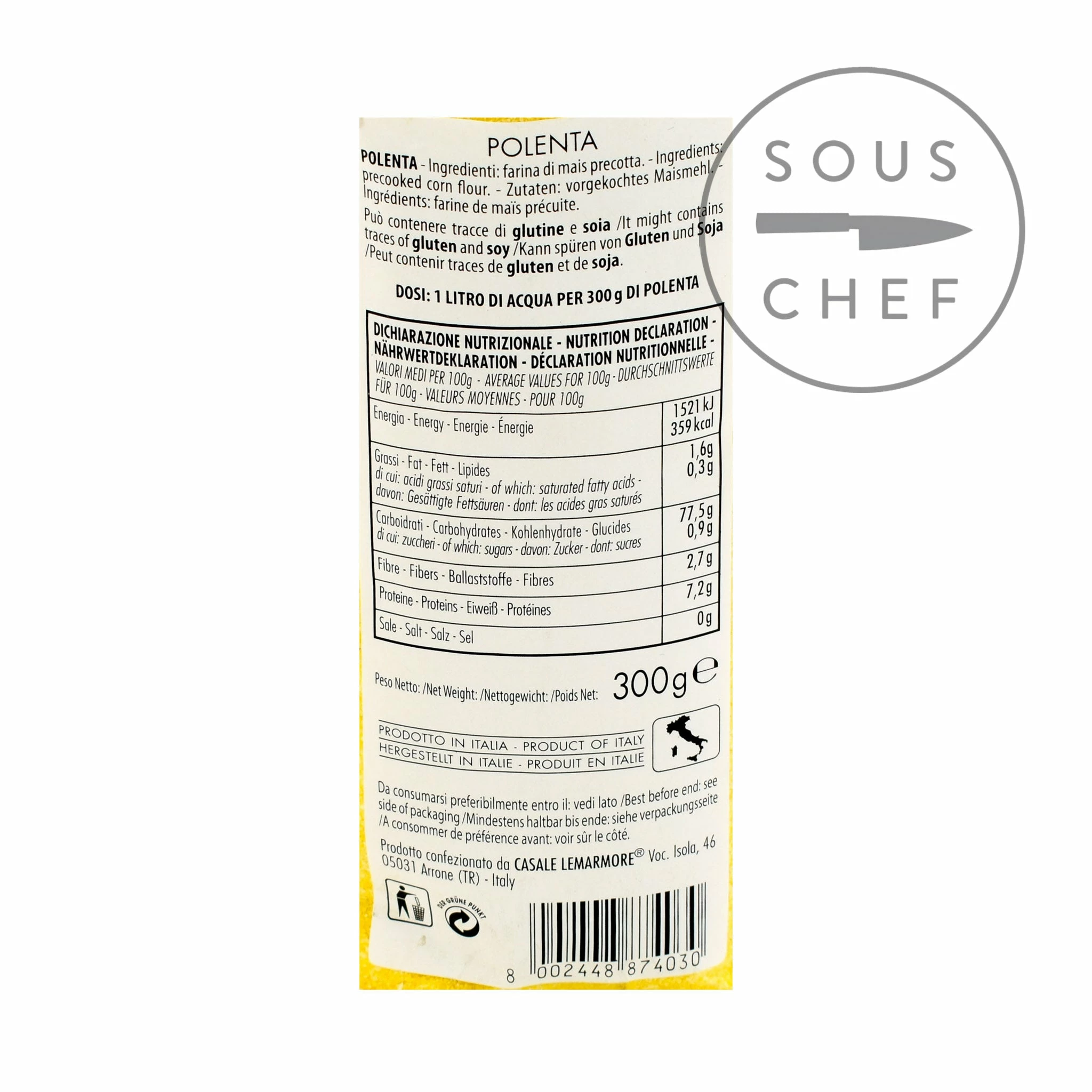 Casale Le Marmore Polenta 300g Ingredients 4 Casale Le Marmore Polenta 300g Ingredients
