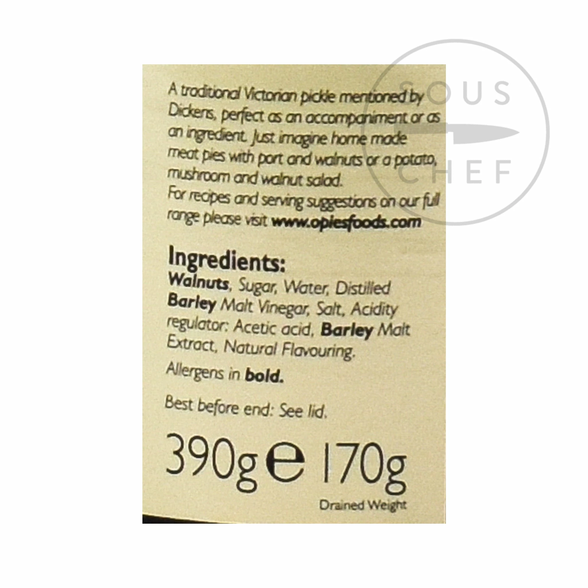 Opies Ingredients Pickled Walnuts In Malt Vinegar 390g 6 Opies Ingredients Pickled Walnuts In Malt Vinegar 390g