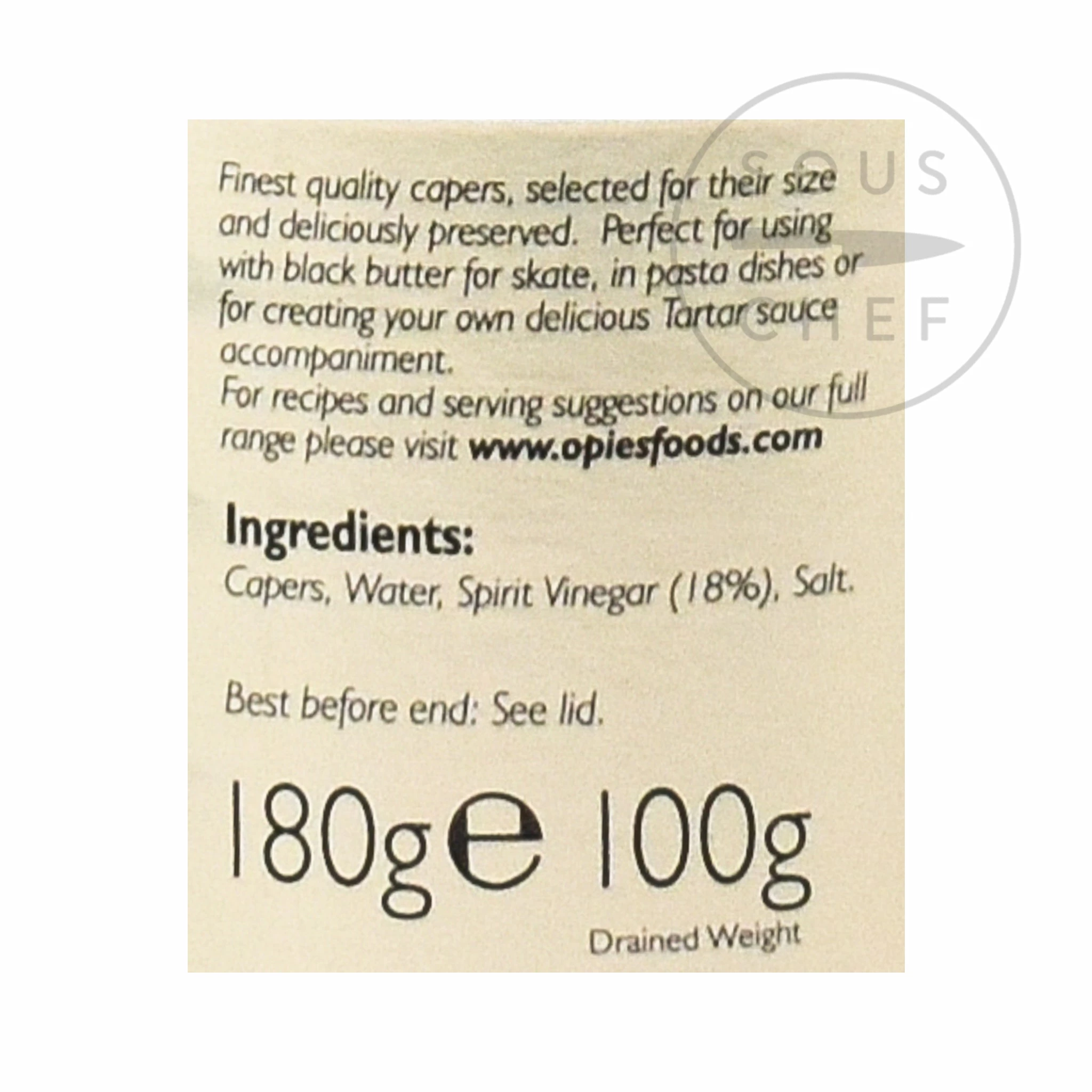 Opies Capers In Spirit Vinegar 180g Ingredients 6 Opies Capers In Spirit Vinegar 180g Ingredients