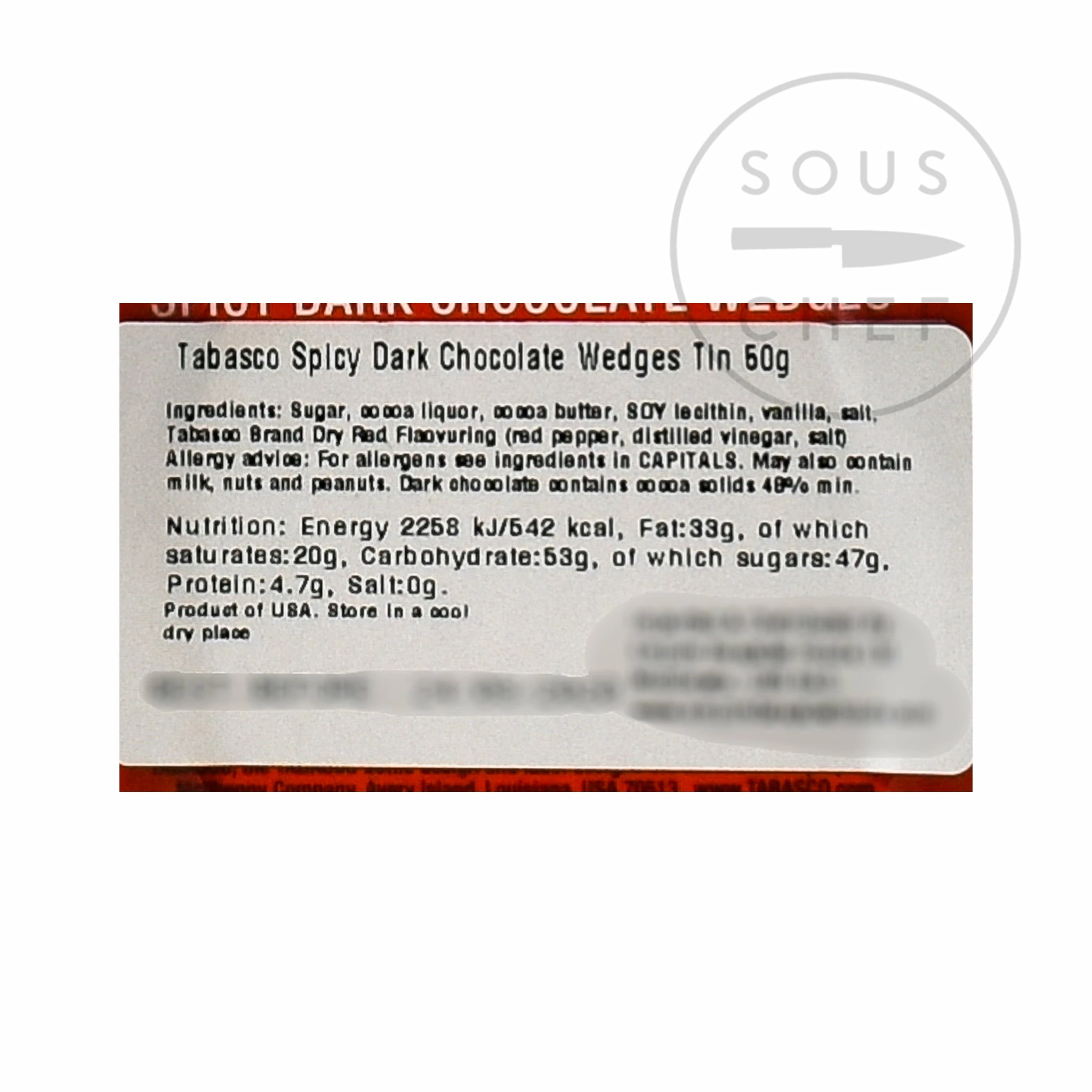 Spicy Tabasco Chocolate Tin 50g 5 Spicy Tabasco Chocolate Tin 50g