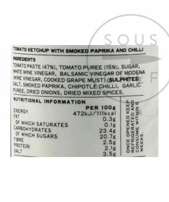 Ingredients Belazu Smoked Chilli Ketchup 300g 5 Ingredients Belazu Smoked Chilli Ketchup 300g