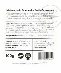 Cool Chile Co Corn Husks 100g Ingredients