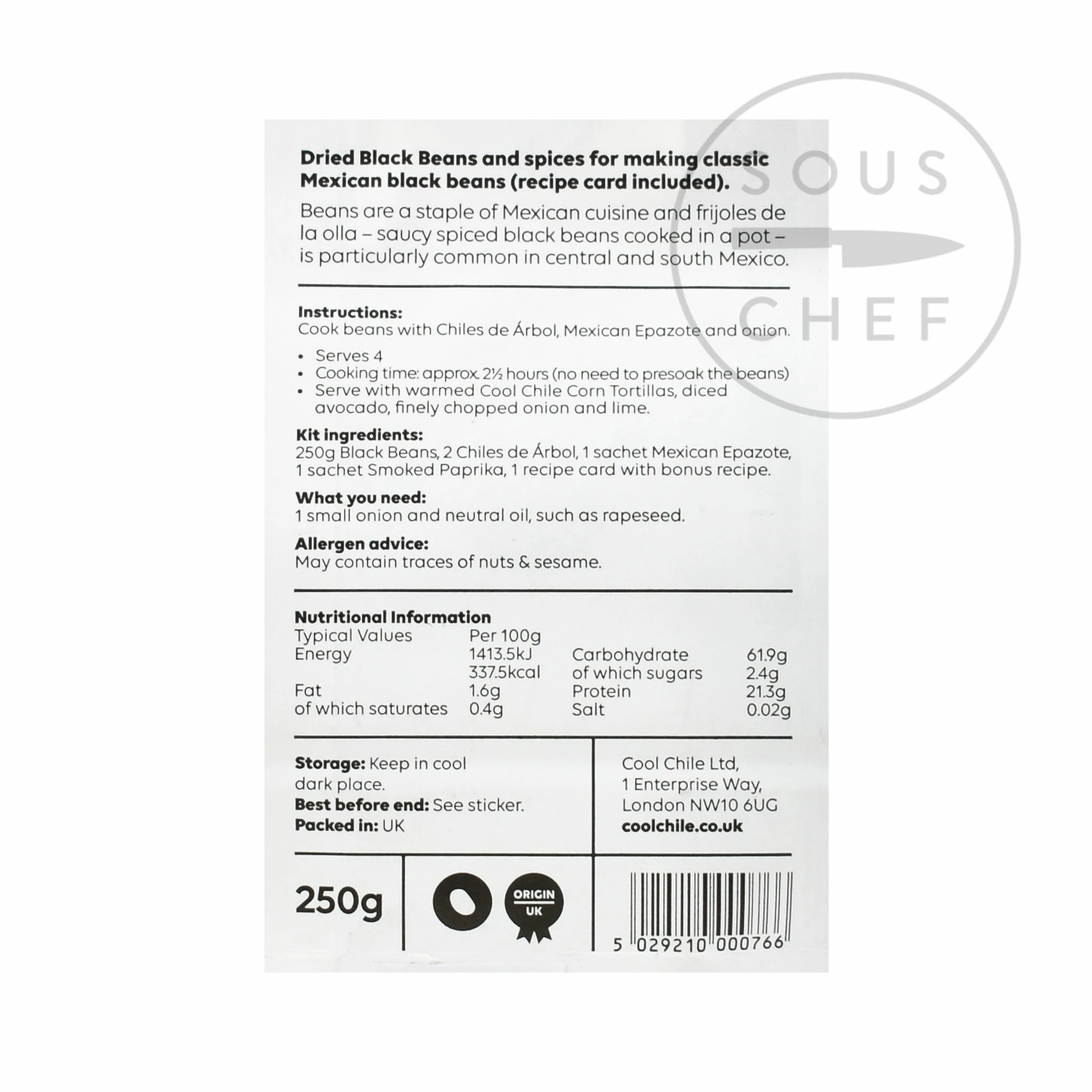Ingredients Cool Chile Co Black Bean Kit 250g 4 Ingredients Cool Chile Co Black Bean Kit 250g