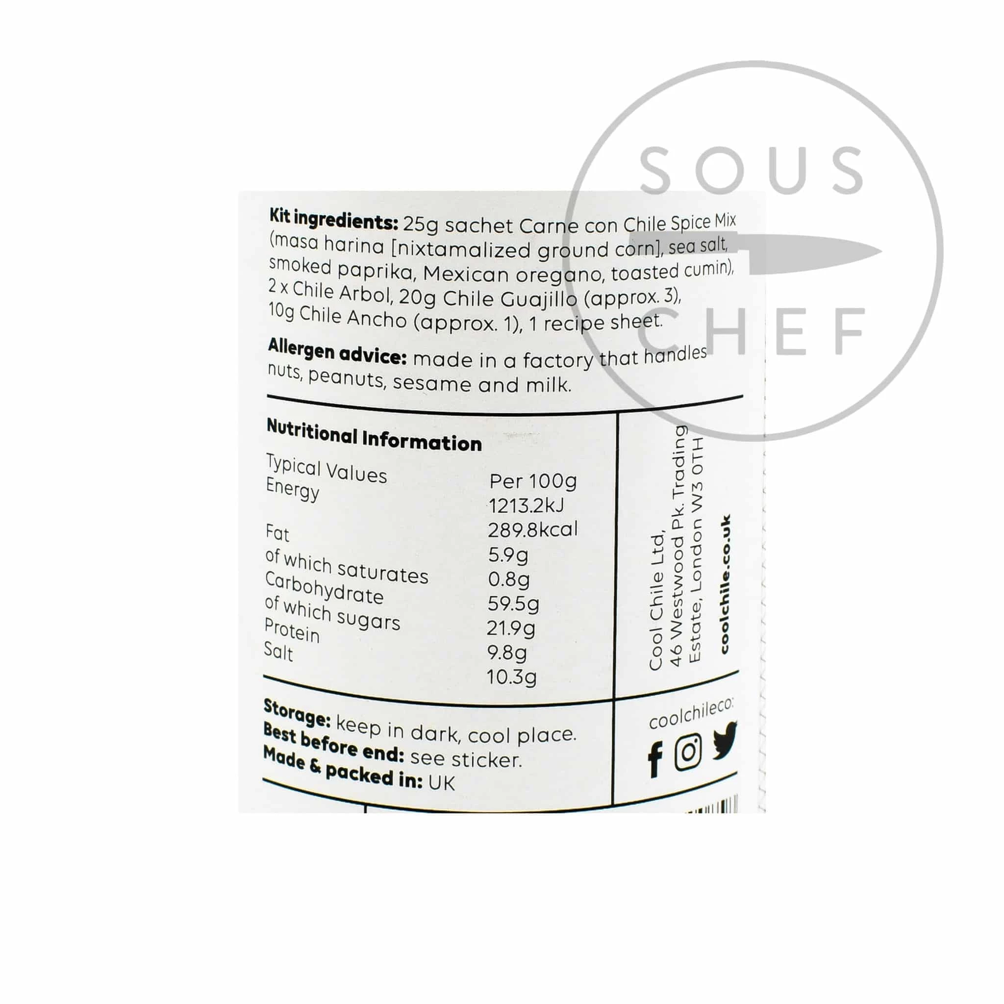 Cool Chile Co Chile Con Carne Kit 55g Ingredients 4 Cool Chile Co Chile Con Carne Kit 55g Ingredients