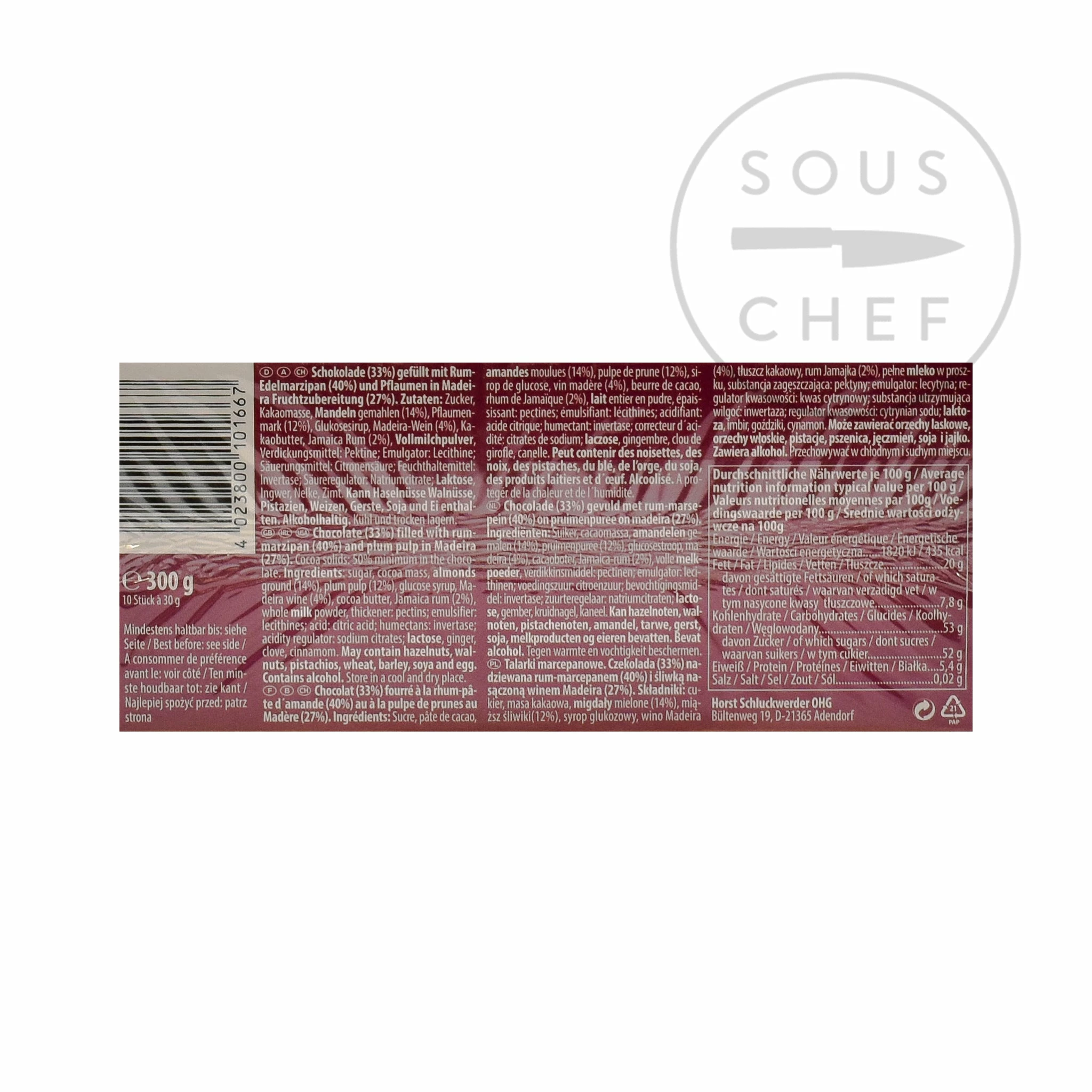 Schluckwerder Marzipan & Plum In Madeira 300g Ingredients 5 Schluckwerder Marzipan & Plum In Madeira 300g Ingredients