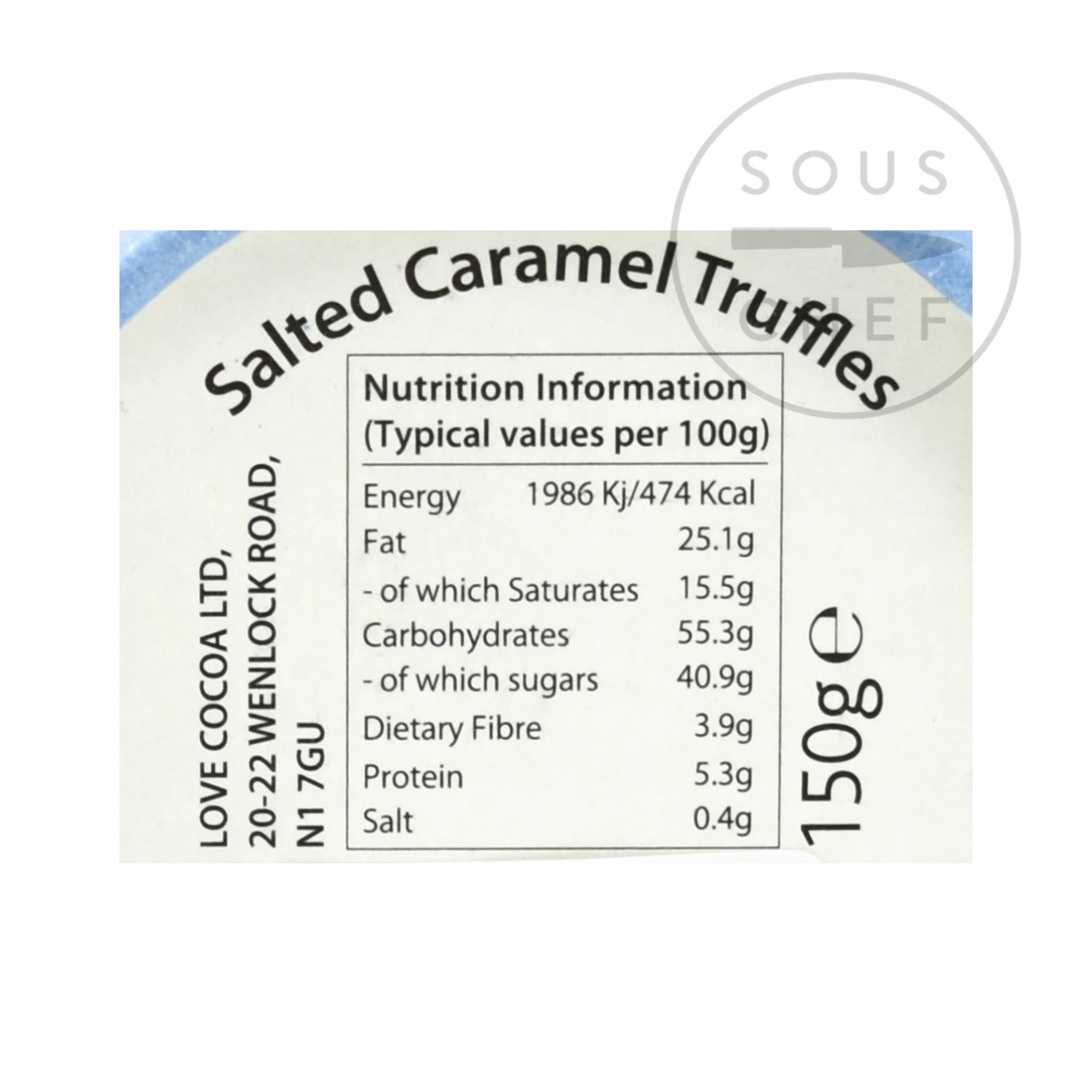Love Cocoa Salted Caramel Truffles Luxury Gift Box 150g Ingredients 4 Love Cocoa Salted Caramel Truffles Luxury Gift Box 150g Ingredients