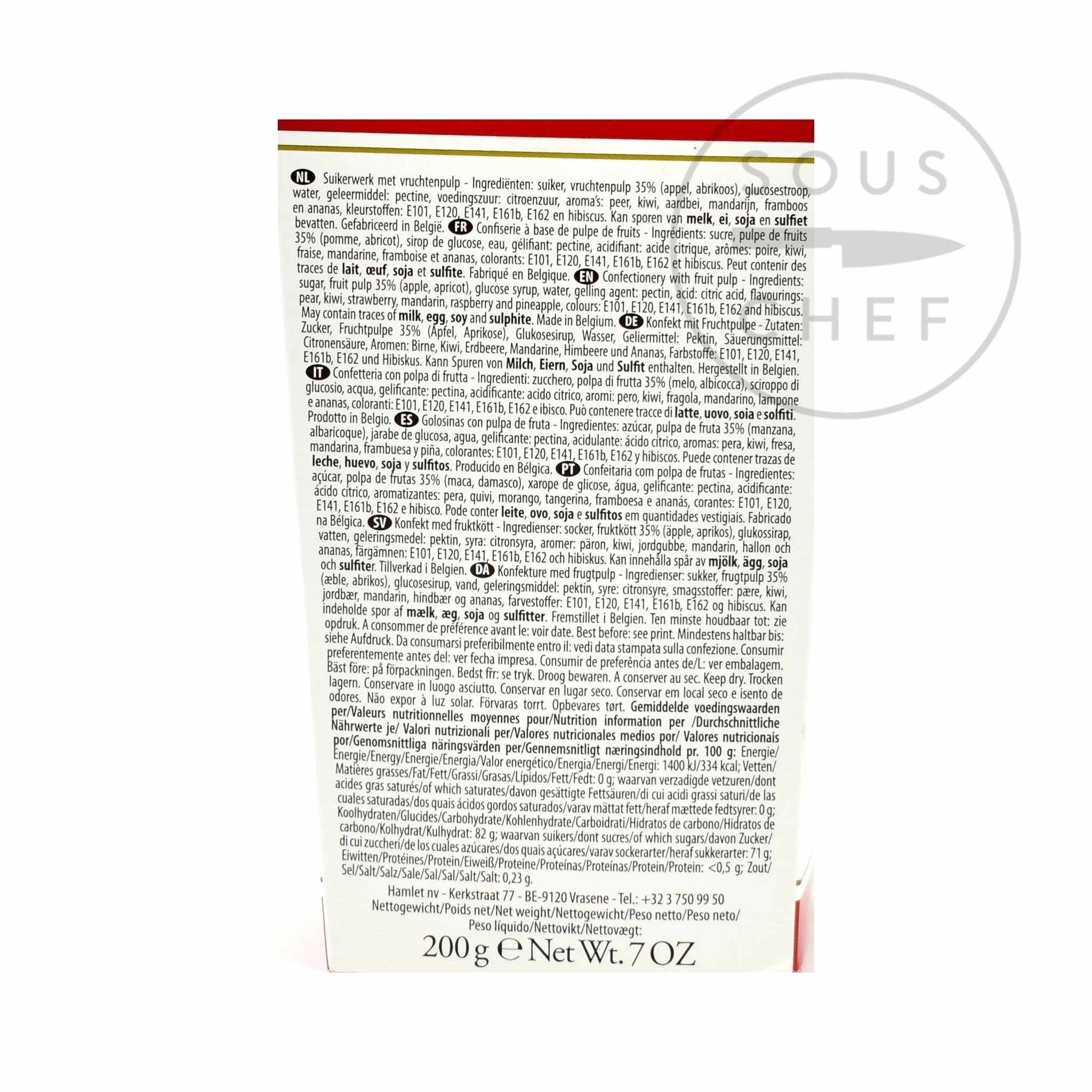 Ingredients Cupido Fruits De Luxe 200g 4 Ingredients Cupido Fruits De Luxe 200g