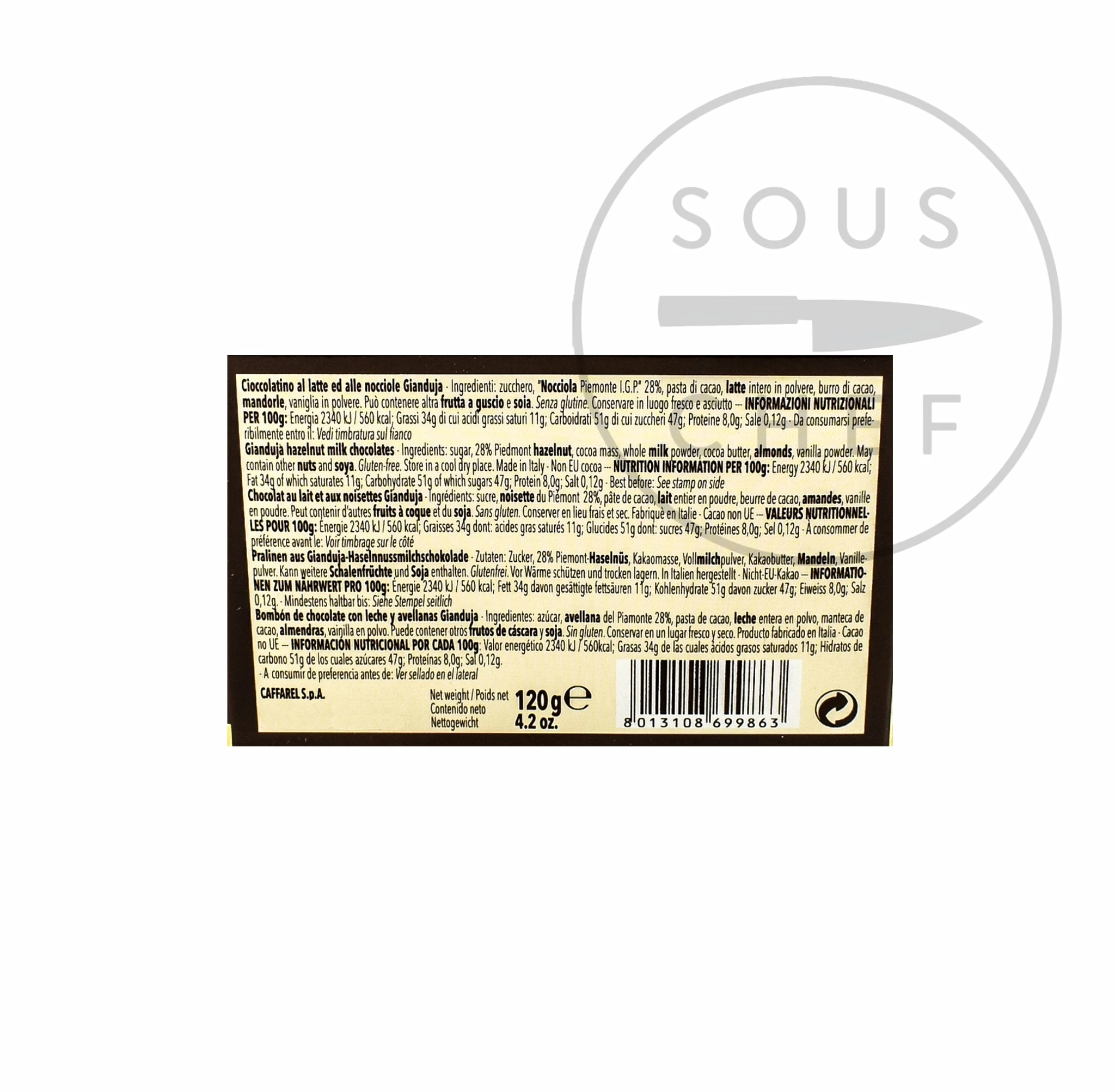 Caffarel Gianduia Ballotin With Bow 120g Ingredients 4 Caffarel Gianduia Ballotin With Bow 120g Ingredients