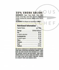 Ingredients Wizards Enchanted Forest Lions Mane Mushroom Chocolate 55g