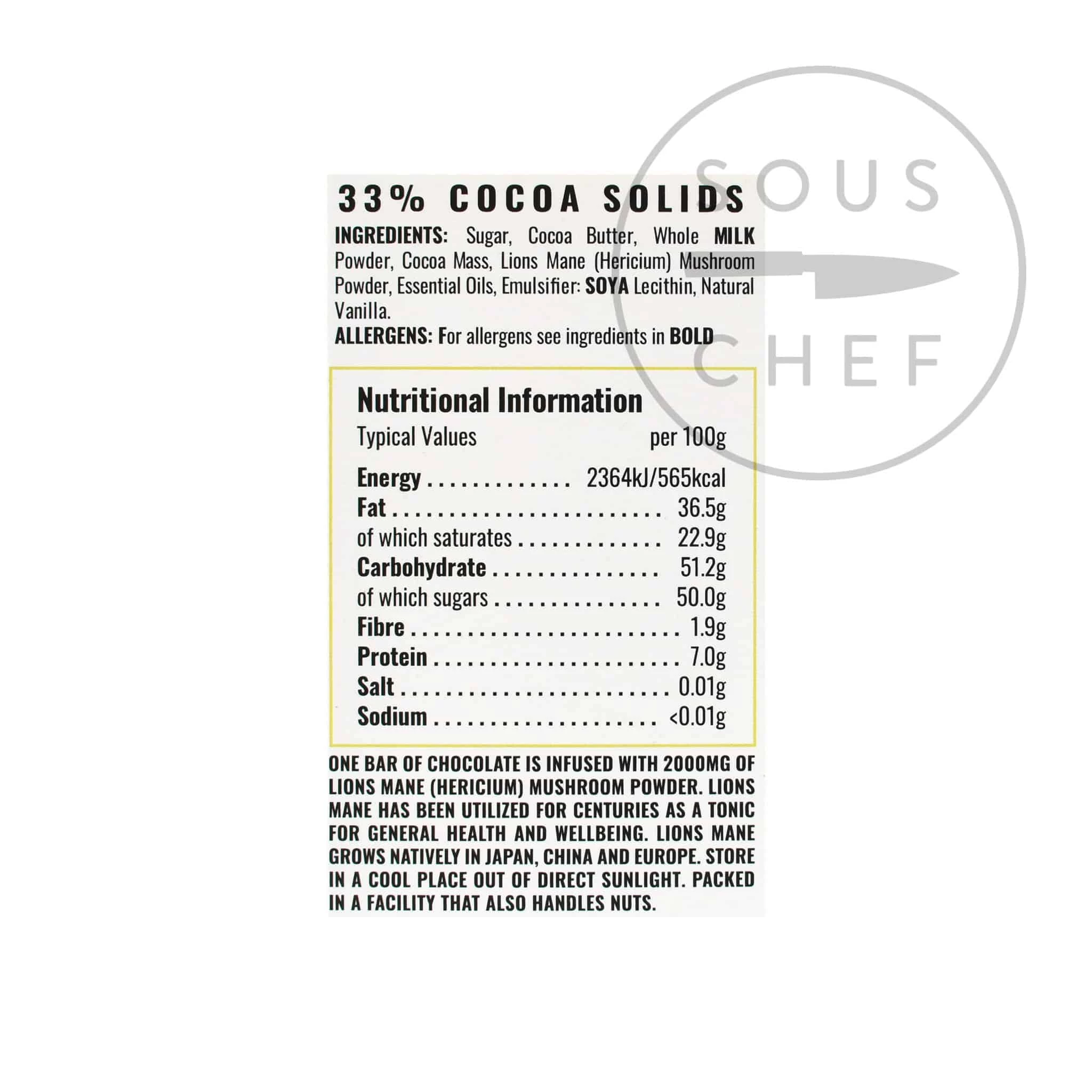 Ingredients Wizards Enchanted Forest Lions Mane Mushroom Chocolate 55g 4 Ingredients Wizards Enchanted Forest Lions Mane Mushroom Chocolate 55g
