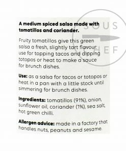 Cool Chile Co Tomatillo Salsa 260g Ingredients