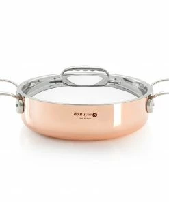 Damaged Box De Buyer Inocuivre Copper Saute Pan With Stainless Steel Handle And Lid 28cm Special Offers