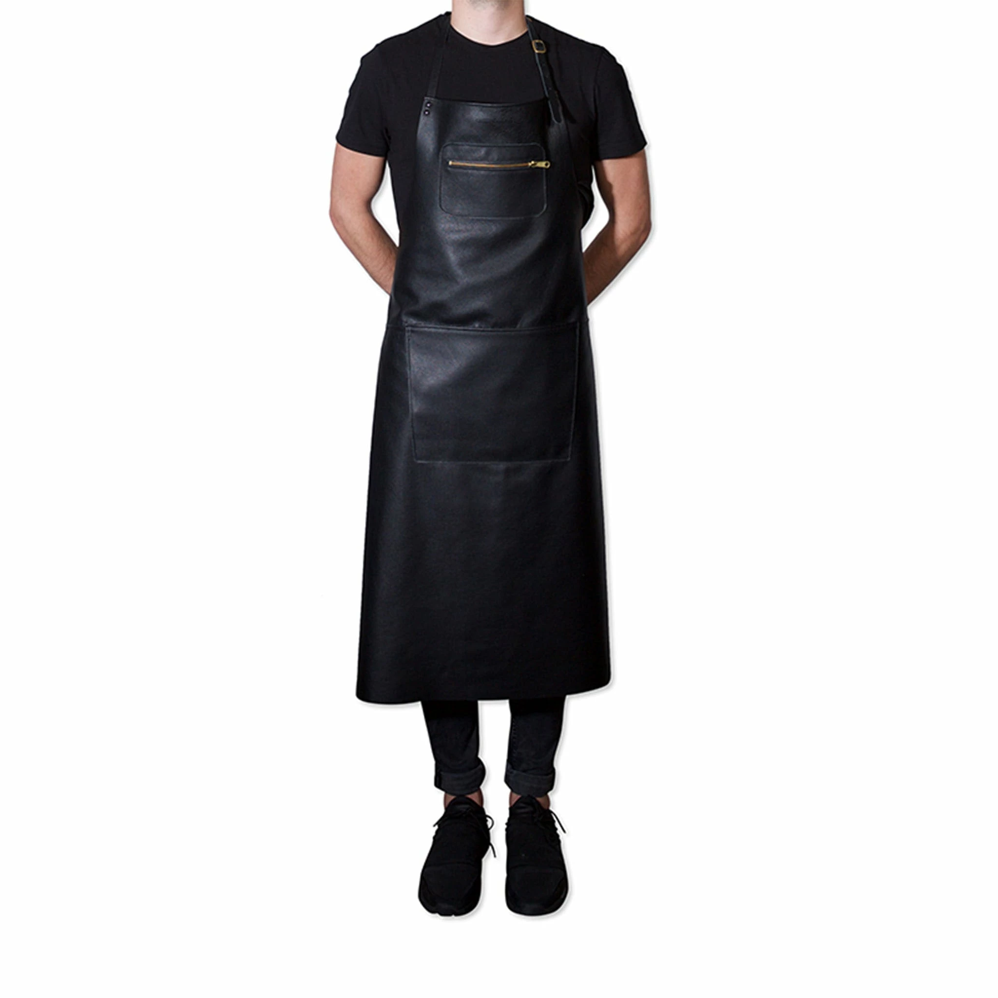 Dutchdeluxes Extra Long Leather Zipper Apron In Classic Black 3 Dutchdeluxes Extra Long Leather Zipper Apron In Classic Black