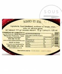 Conservas De Cambados Ingredients Chipirones En Su Tinta - Squid In Ink 111g