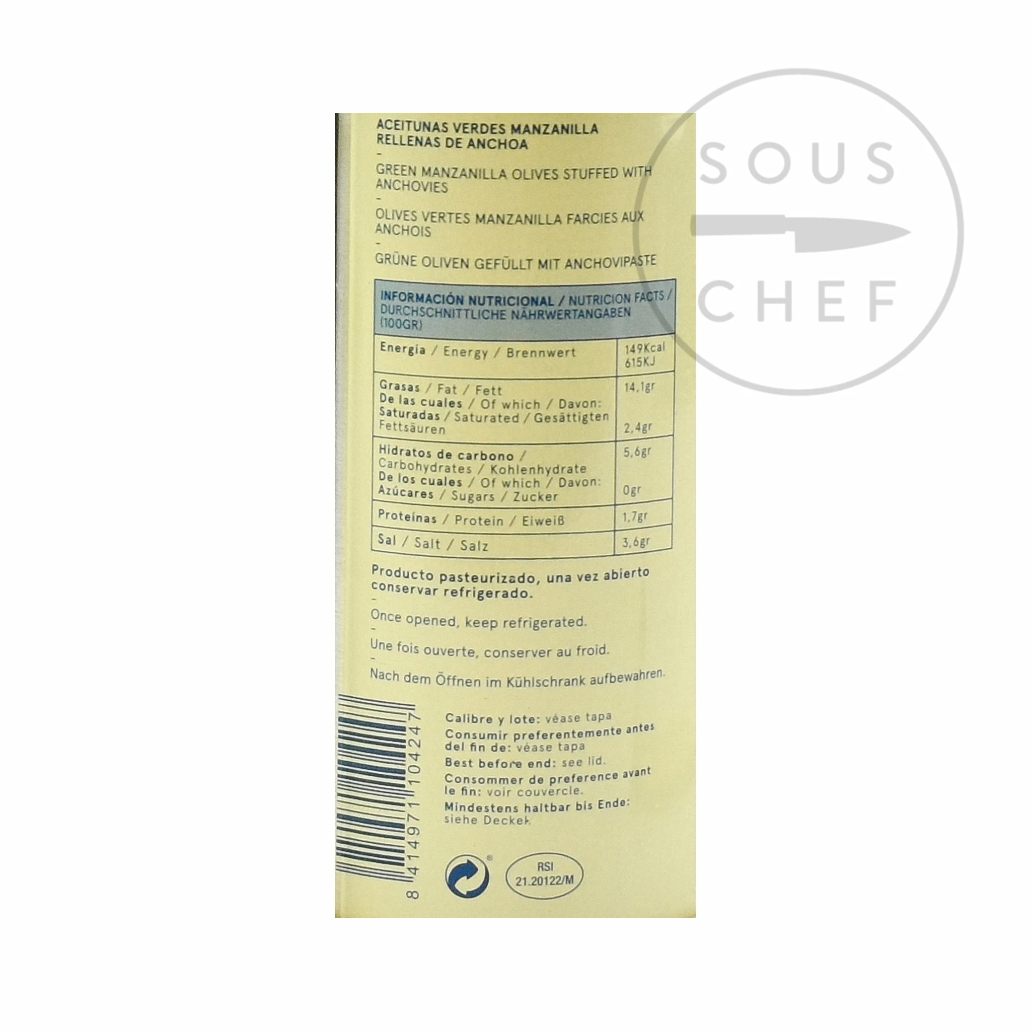 Pujado Solano Manzanilla Olives With Anchovy 350g 5 Pujado Solano Manzanilla Olives With Anchovy 350g