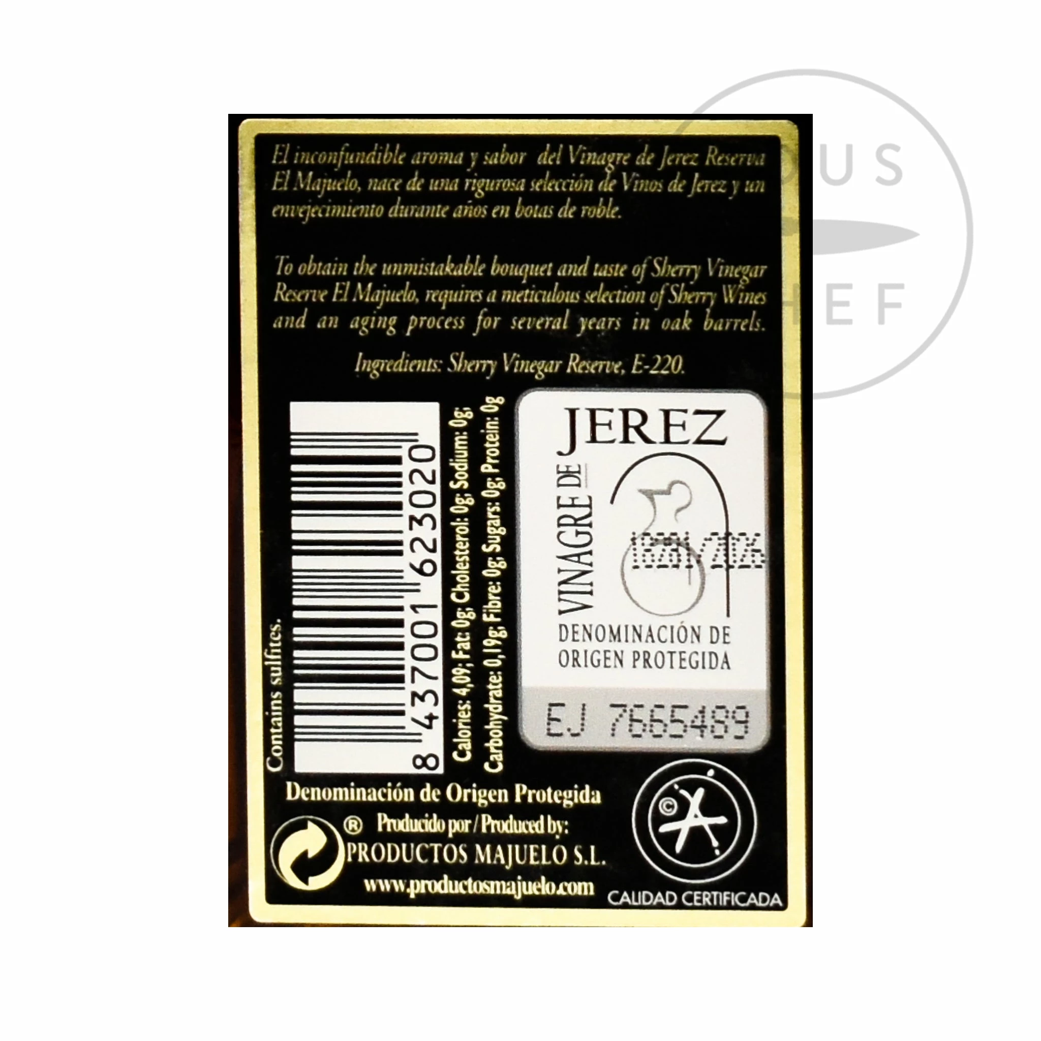 El Majuelo Reserva Sherry Vinegar 250ml Ingredients 5 El Majuelo Reserva Sherry Vinegar 250ml Ingredients