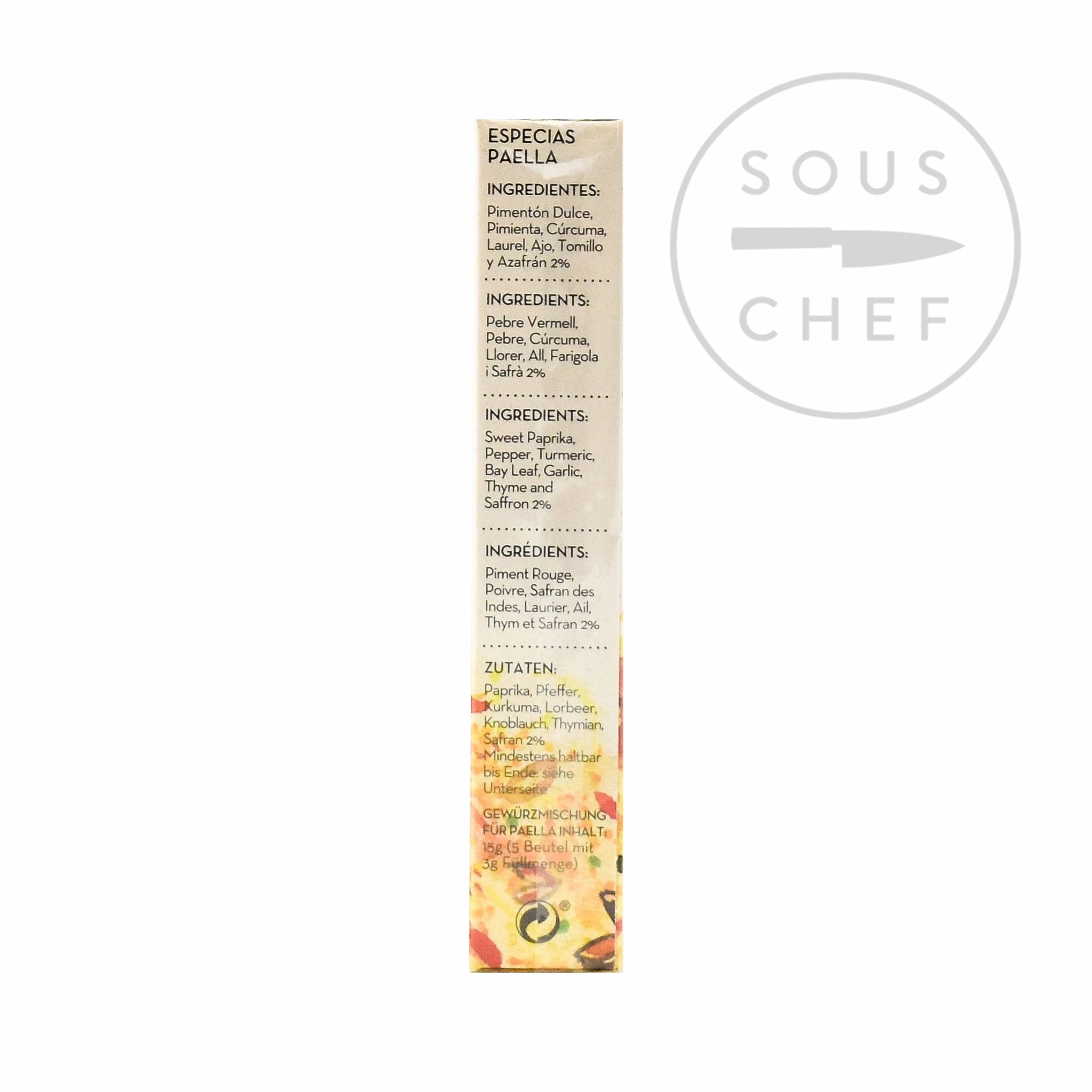 Safronsa Paella Seasoning Sachets 5 X 3g Ingredients 5 Safronsa Paella Seasoning Sachets 5 X 3g Ingredients