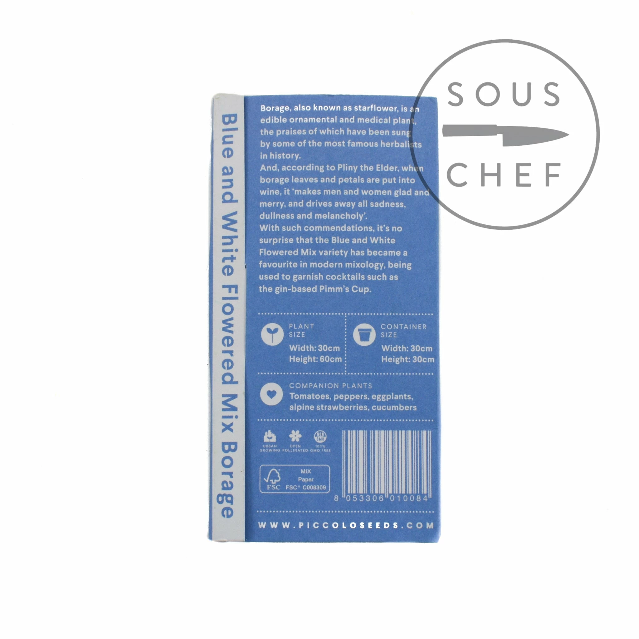 Piccolo White And Blue Mixed Borage Edible Flower Seeds Ingredients 4 Piccolo White And Blue Mixed Borage Edible Flower Seeds Ingredients