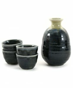 Kiji Stoneware & Ceramics Blue Glaze Sake Set Tableware 5 Kiji Stoneware & Ceramics Blue Glaze Sake Set Tableware