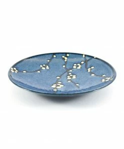 Kiji Stoneware & Ceramics Tableware Blue Sakura Side Plate 22.5cm