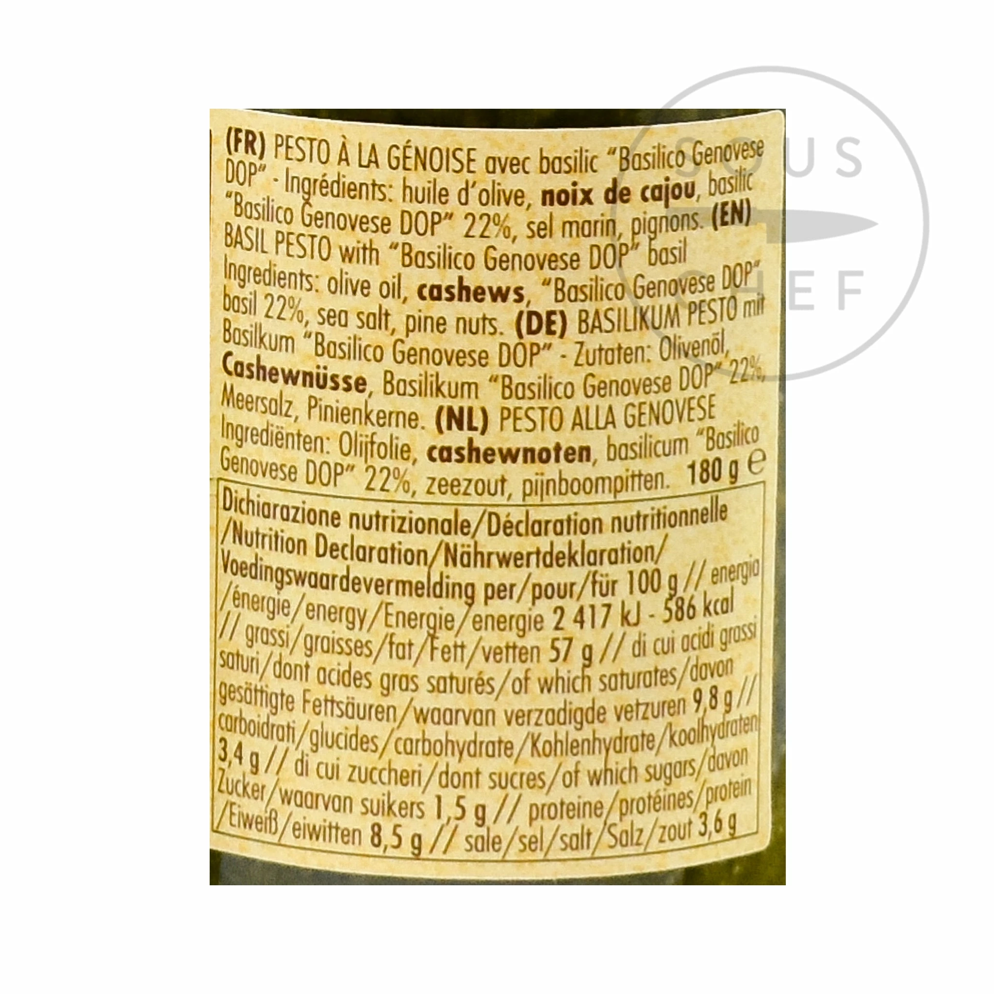 La Favorita Pesto With Genovese Basil DOP Ingredients 4 La Favorita Pesto With Genovese Basil DOP Ingredients