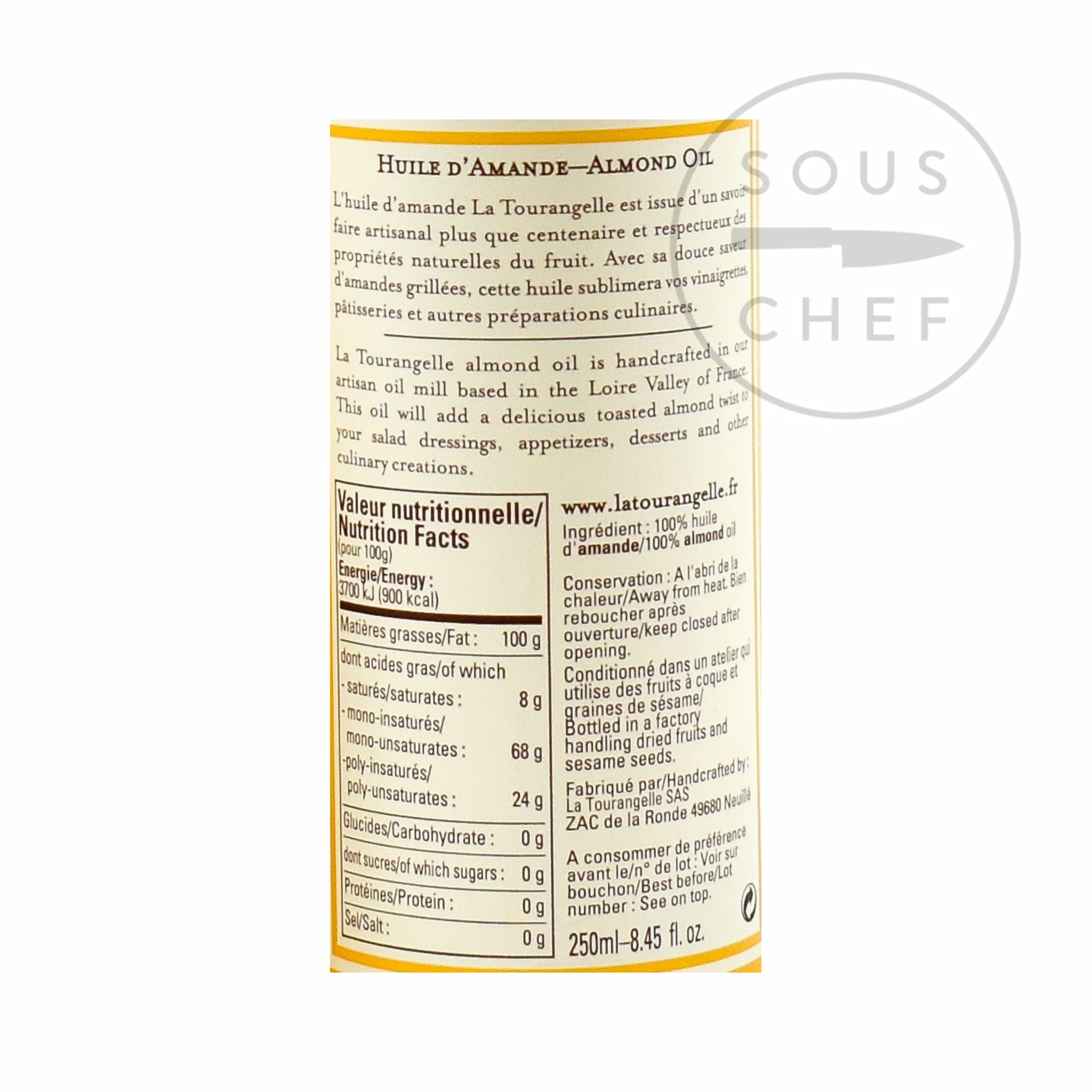 Ingredients La Tourangelle Toasted Almond Oil 250ml 5 Ingredients La Tourangelle Toasted Almond Oil 250ml