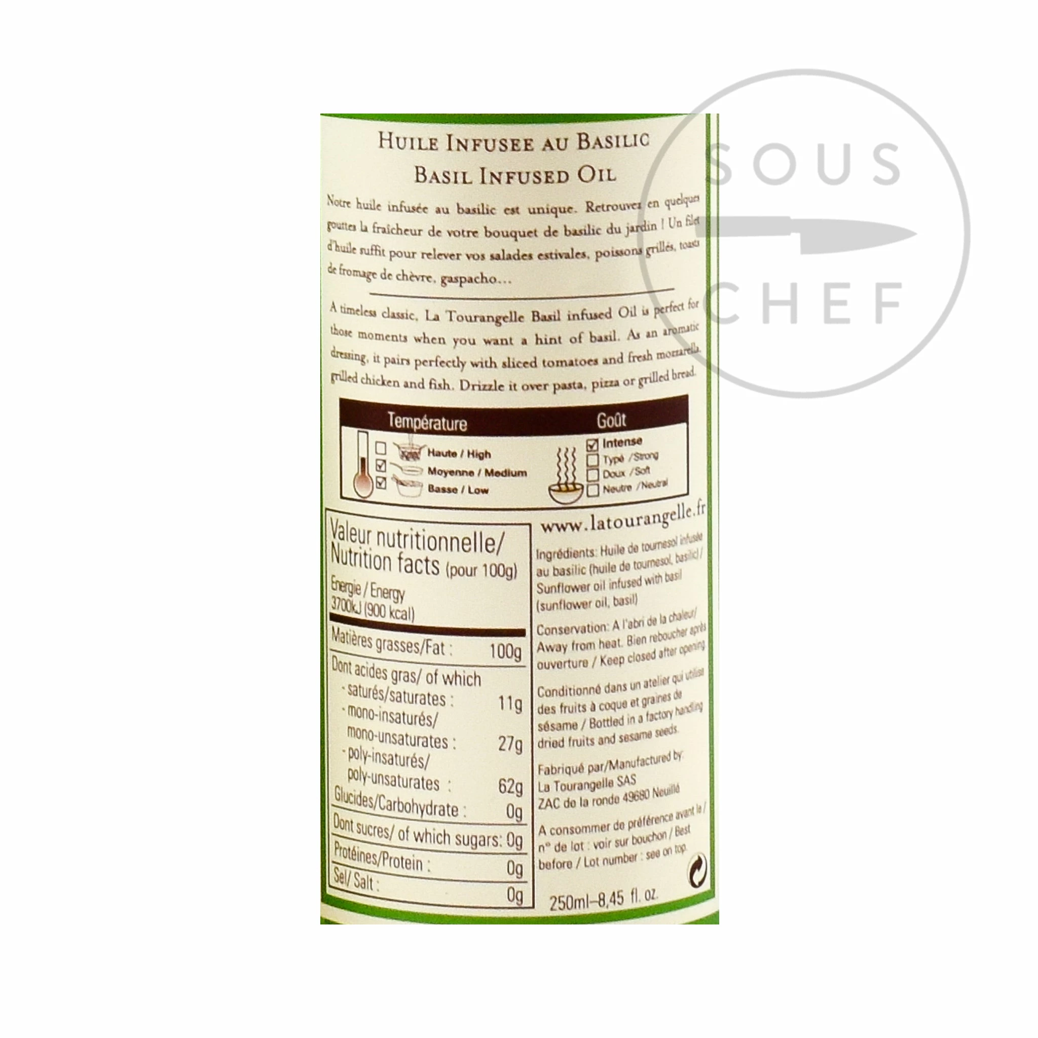 Ingredients La Tourangelle Basil Oil 250ml 4 Ingredients La Tourangelle Basil Oil 250ml