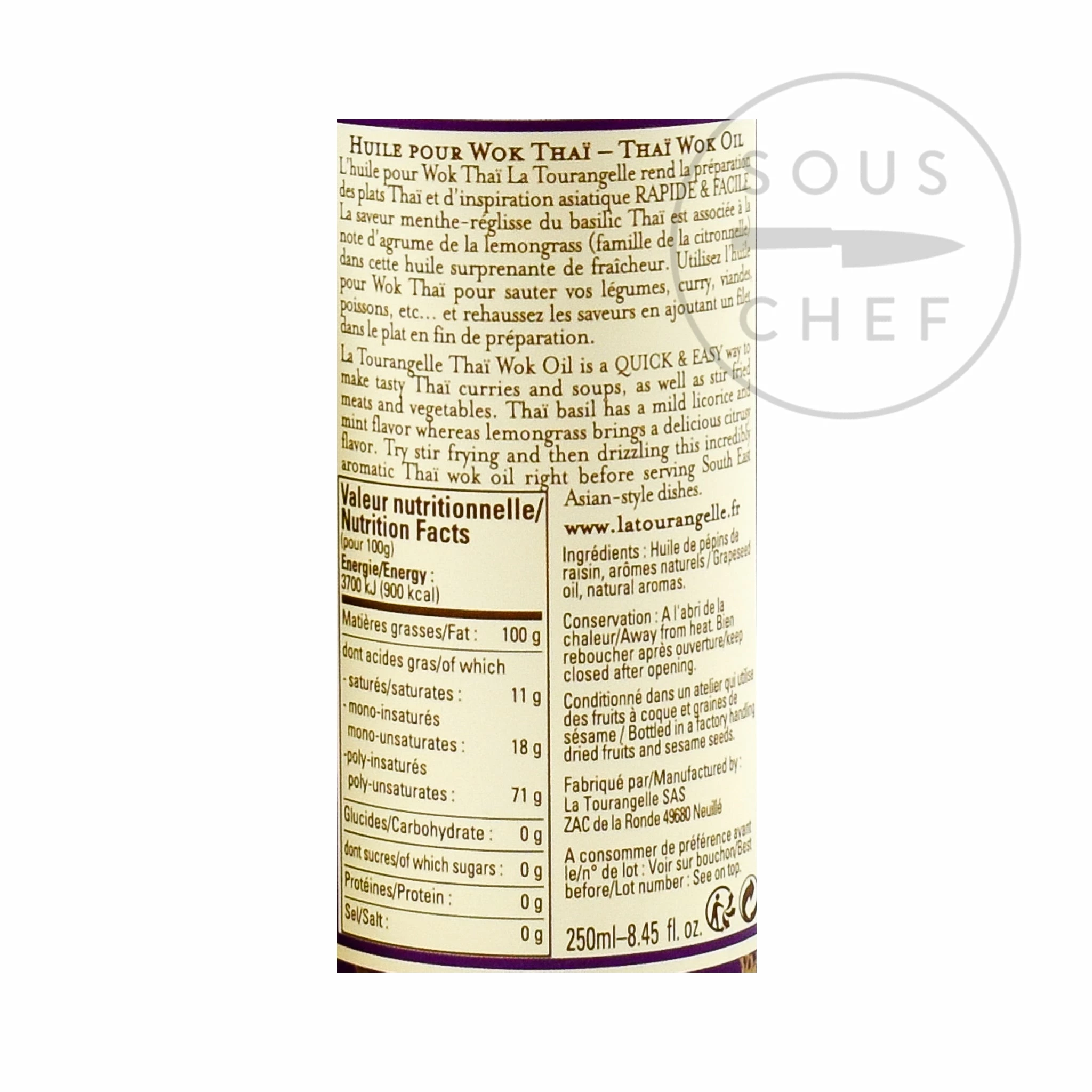 La Tourangelle Thai Wok Oil 250ml 4 La Tourangelle Thai Wok Oil 250ml