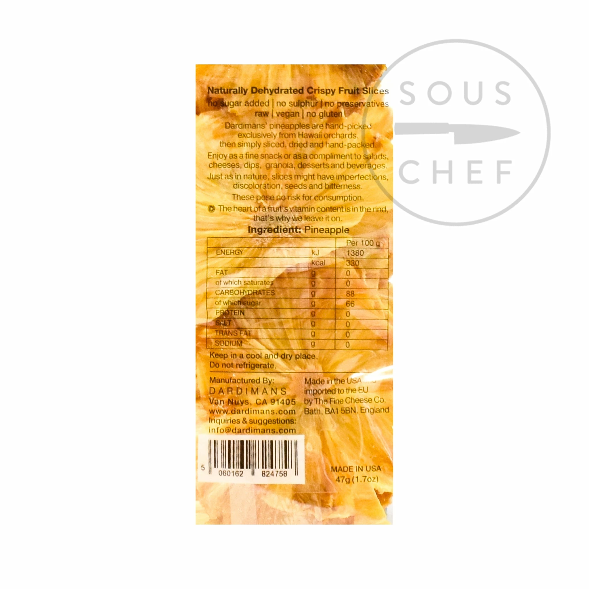 Dardiman's Ingredients Pineapple Crisps 47g 5 Dardiman's Ingredients Pineapple Crisps 47g