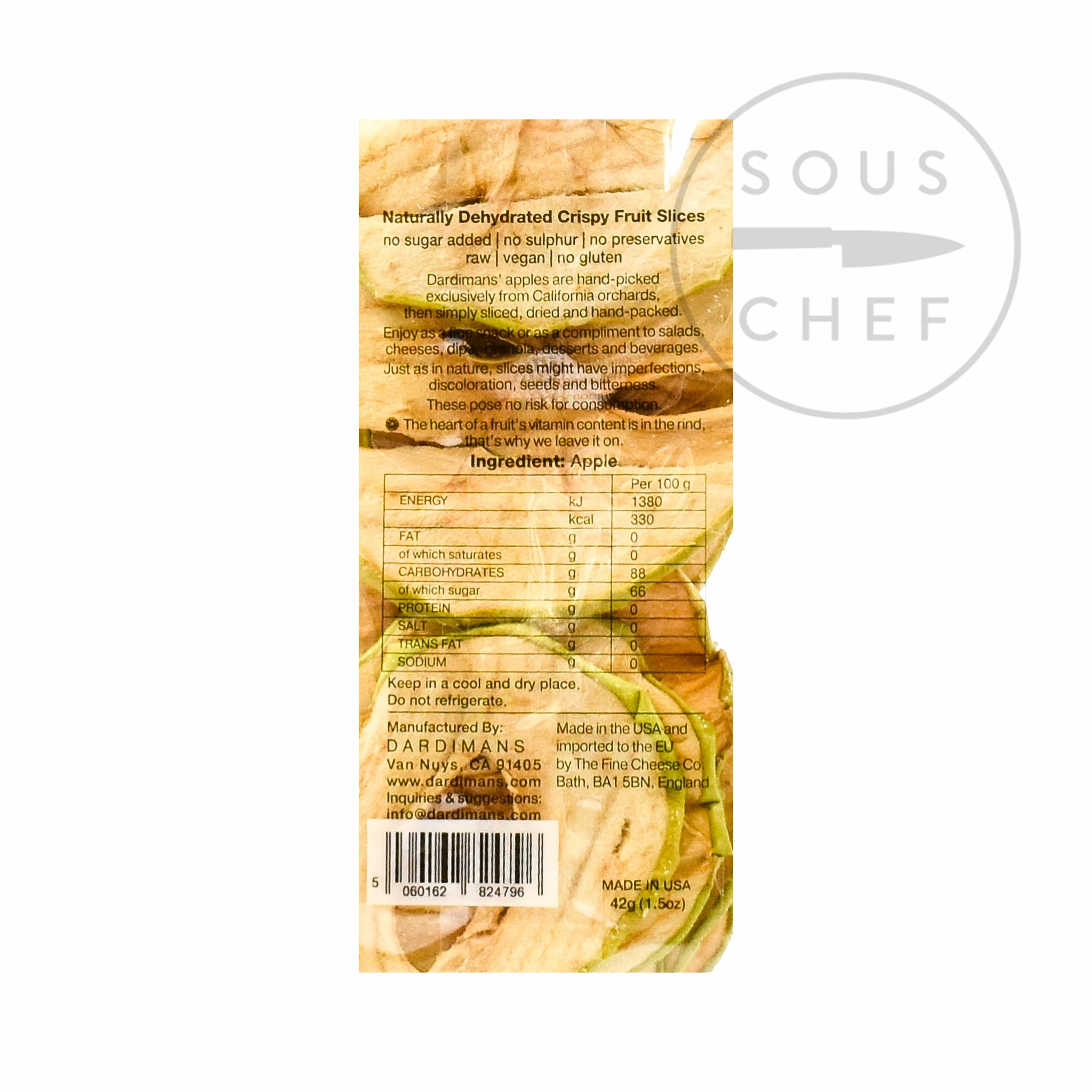 Dardimans Ingredients Apple Crisps 43g 4 Dardimans Ingredients Apple Crisps 43g