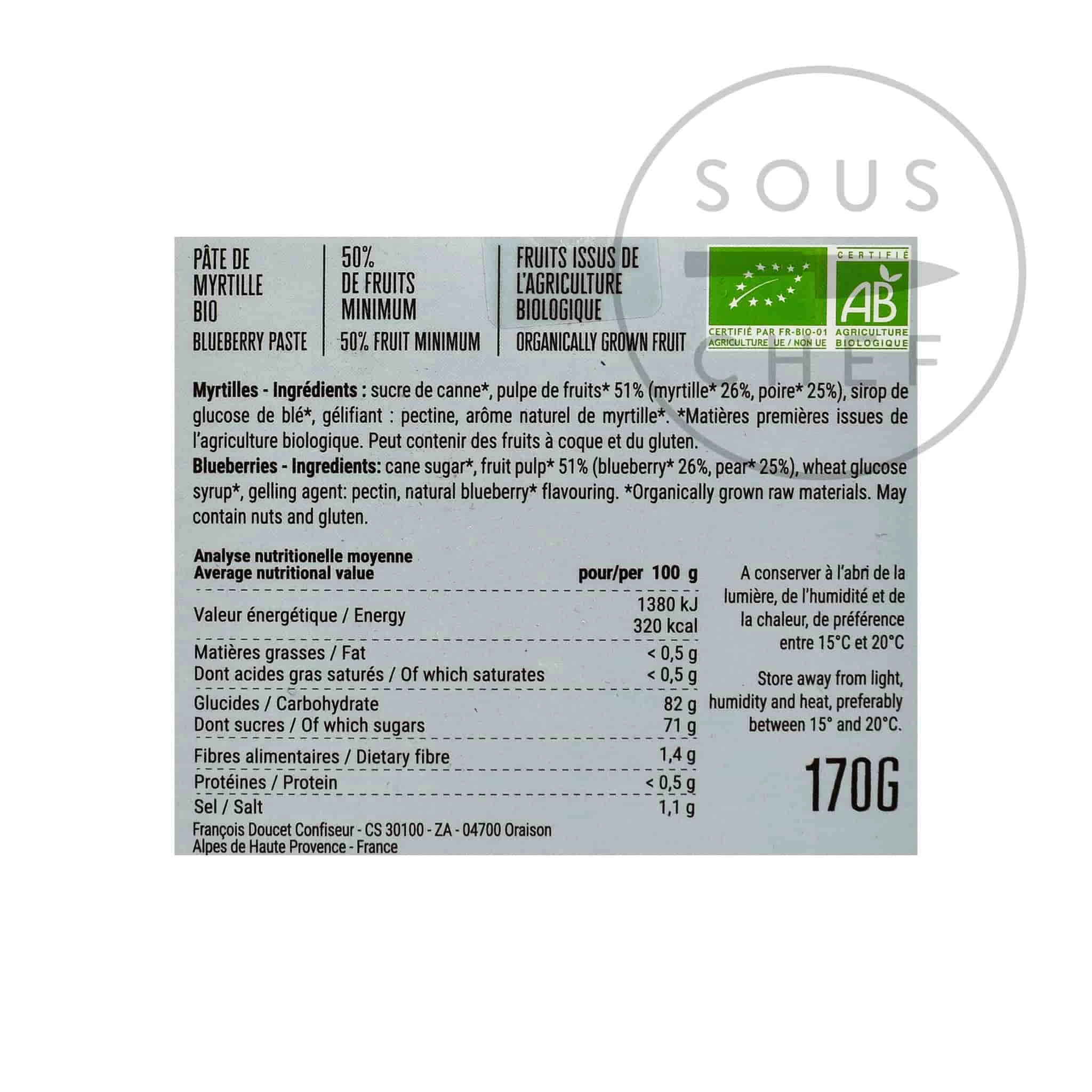 Francois Doucet Organic Blueberry Paste 170g 4 Francois Doucet Organic Blueberry Paste 170g