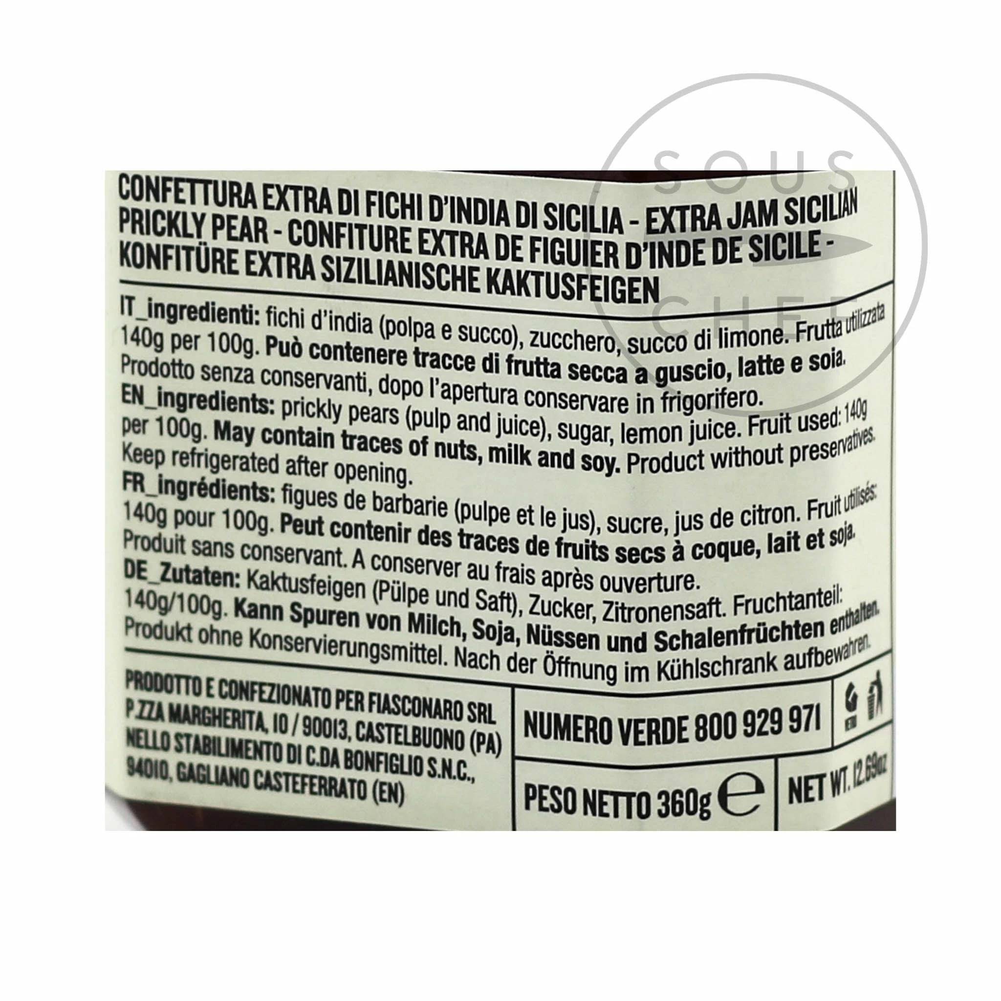 Ingredients Fiasconaro Prickly Pear Jam 360g 4 Ingredients Fiasconaro Prickly Pear Jam 360g