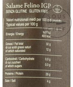 La Fattoria Di Parma Salami Felino IGP Riserva 290g Ingredients 7 La Fattoria Di Parma Salami Felino IGP Riserva 290g Ingredients