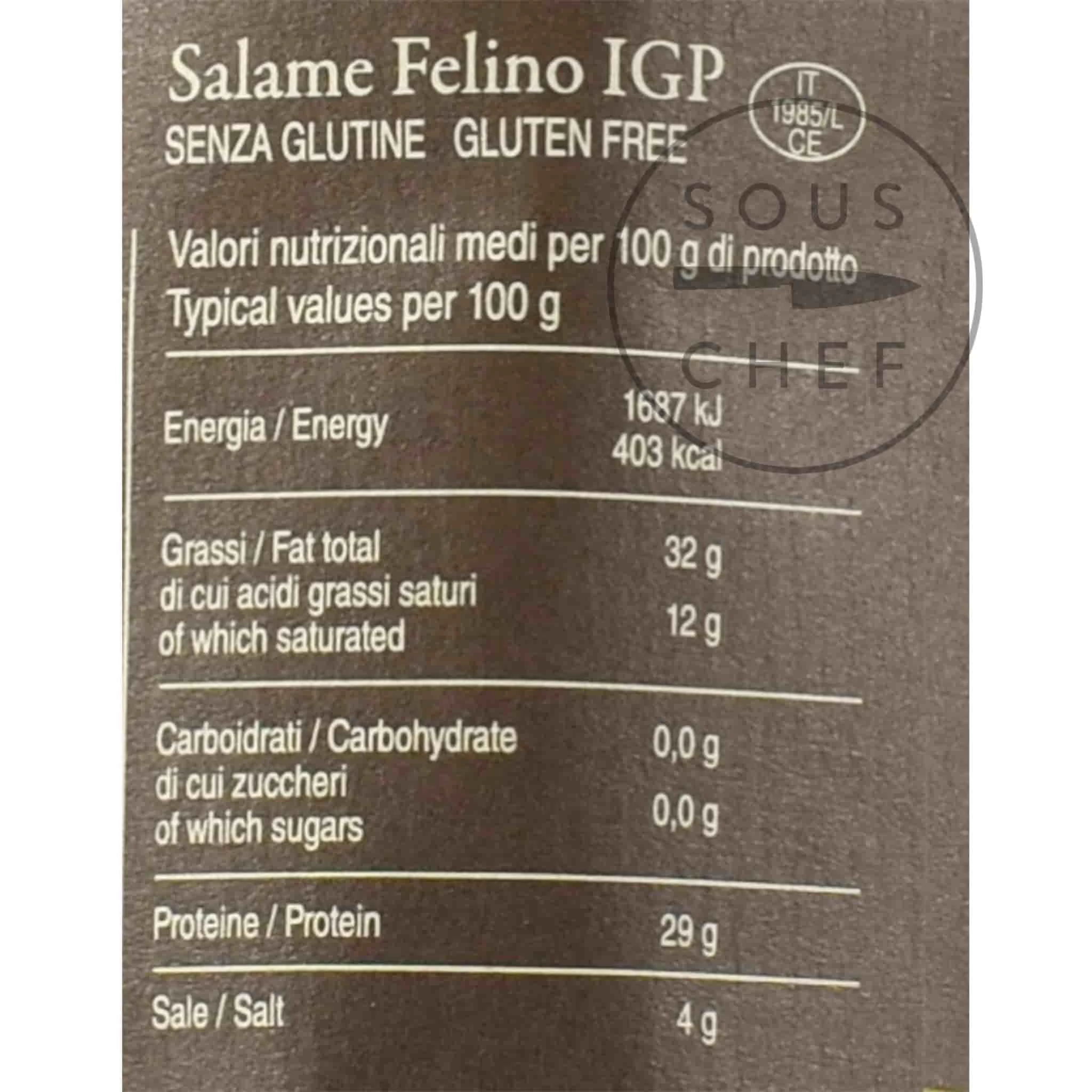 La Fattoria Di Parma Salami Felino IGP Riserva 290g Ingredients 5 La Fattoria Di Parma Salami Felino IGP Riserva 290g Ingredients