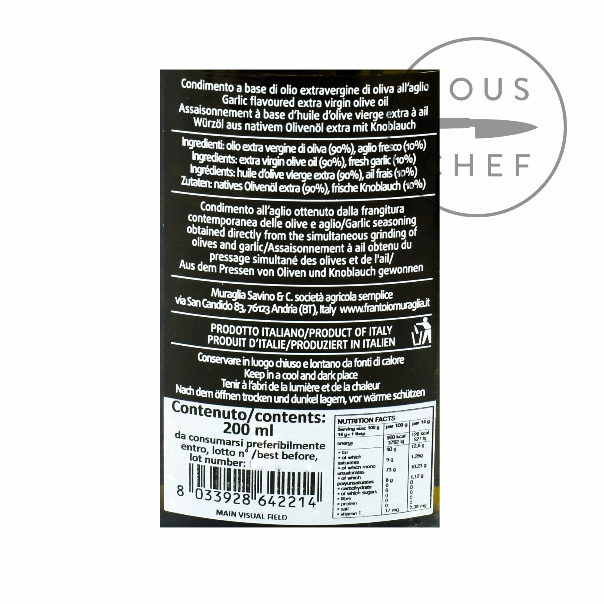 Ingredients Frantoio Muraglia Aromatic Garlic Extra Virgin Olive Oil 5 Ingredients Frantoio Muraglia Aromatic Garlic Extra Virgin Olive Oil