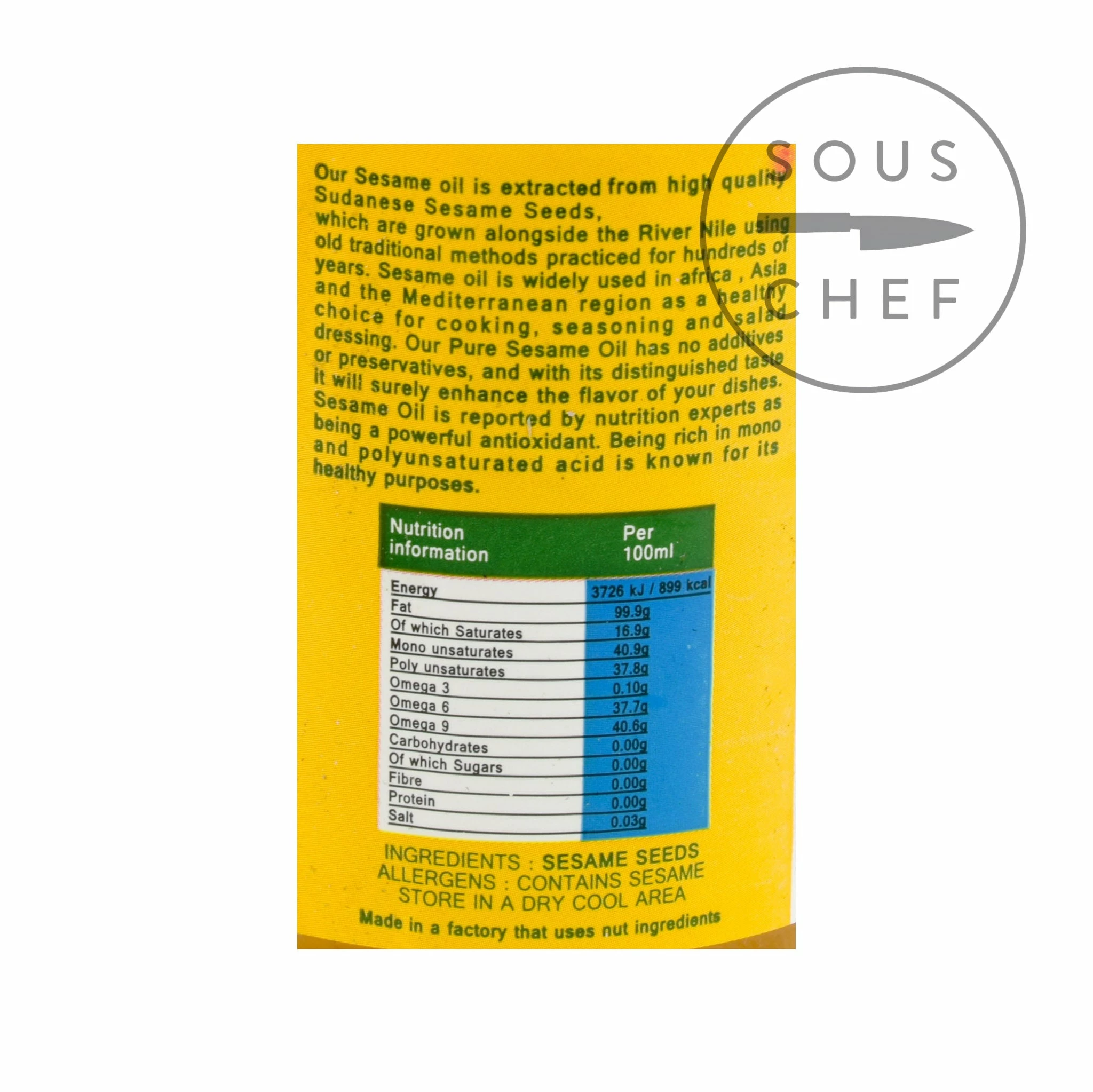 Greenfields Sesame Oil 450g Ingredients 4 Greenfields Sesame Oil 450g Ingredients