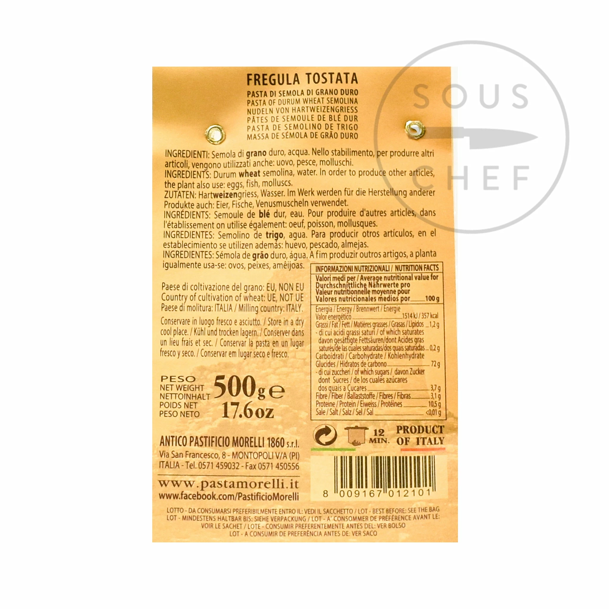 Morelli Fregola Sarda 500g Ingredients 5 Morelli Fregola Sarda 500g Ingredients